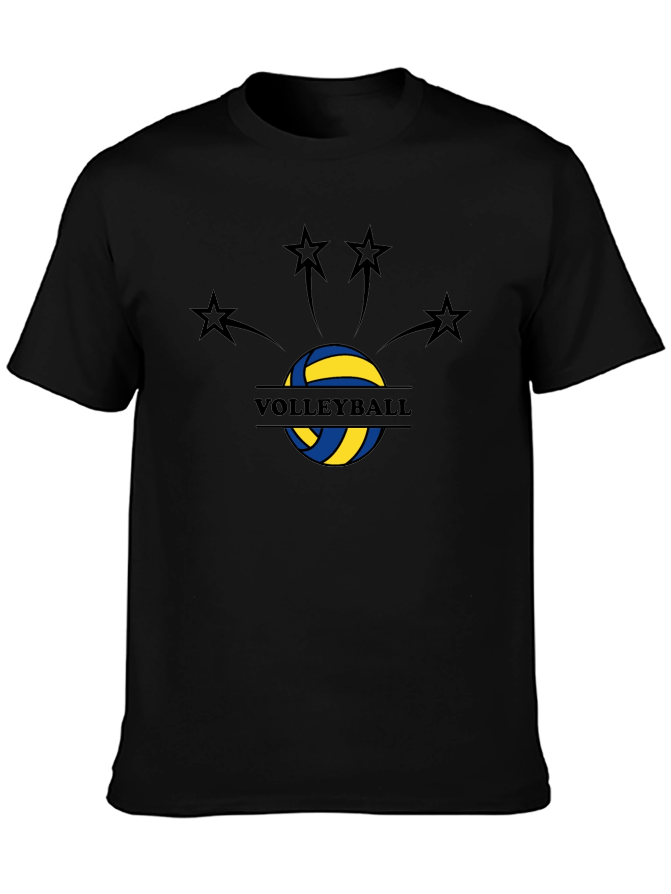 Black Volleyball Star T-Shirt view 3