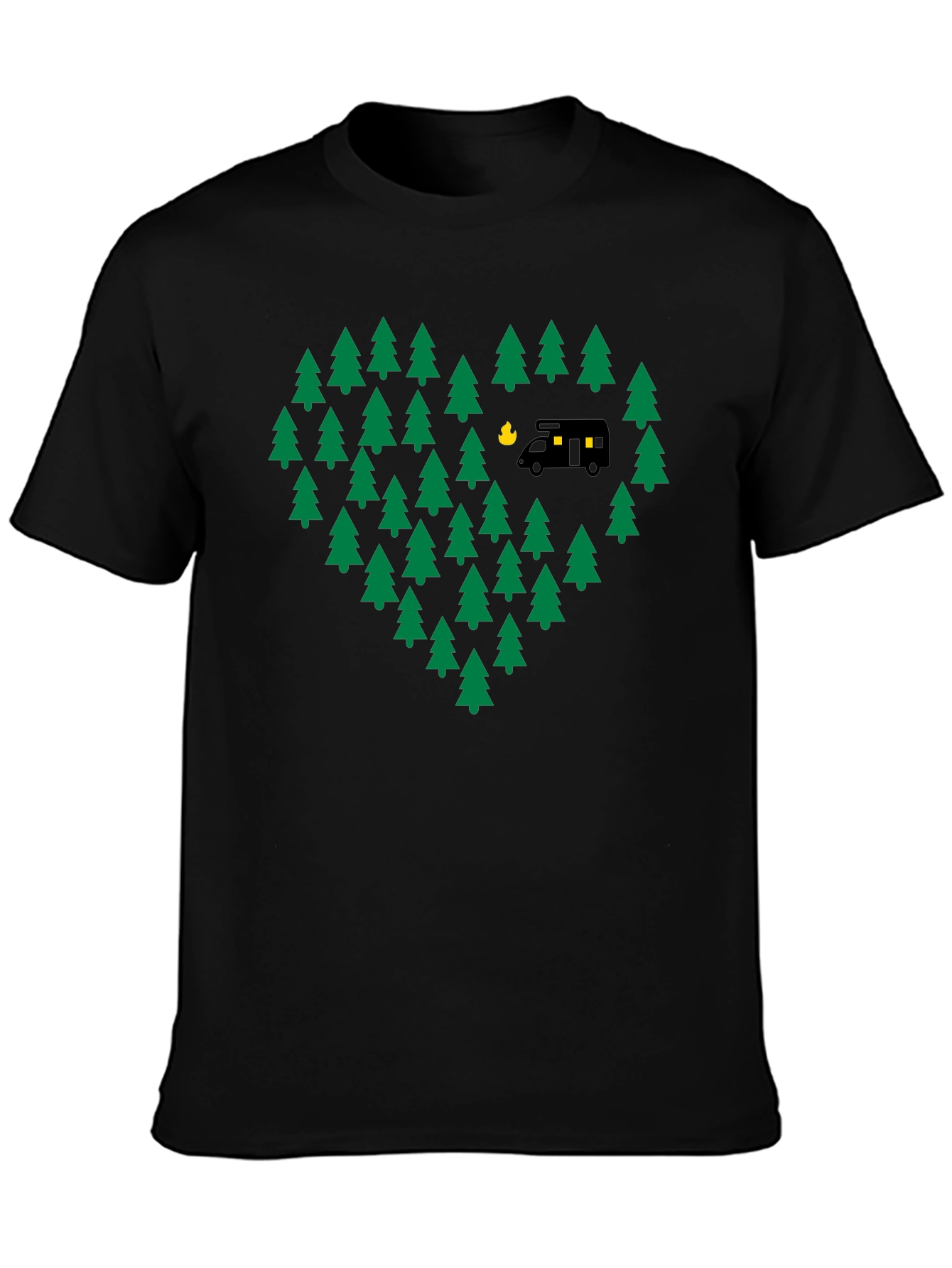 Black Camping Love T-Shirt - Adventure Heart Tree Design view 3