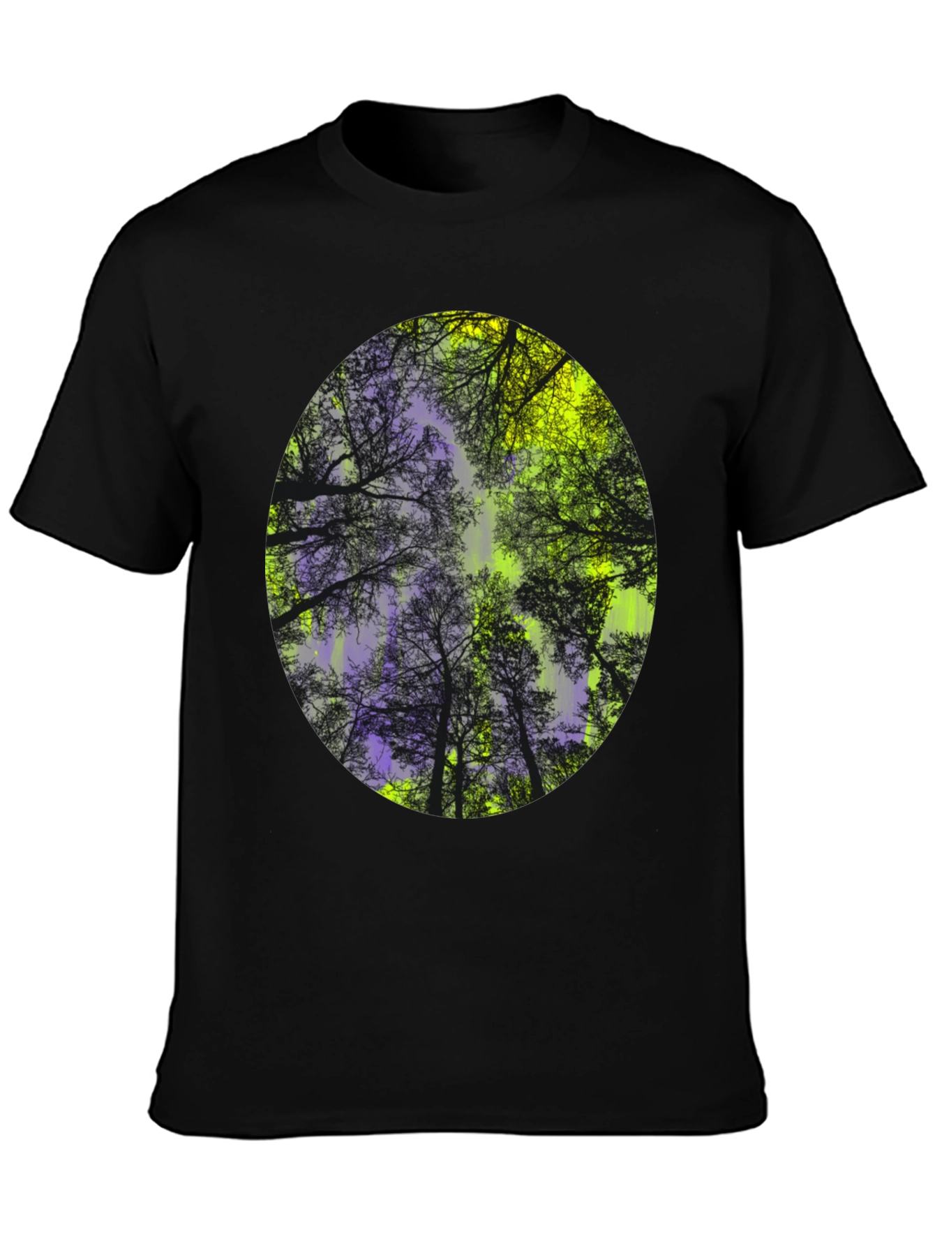 Black Nature Print Black T-Shirt view 3