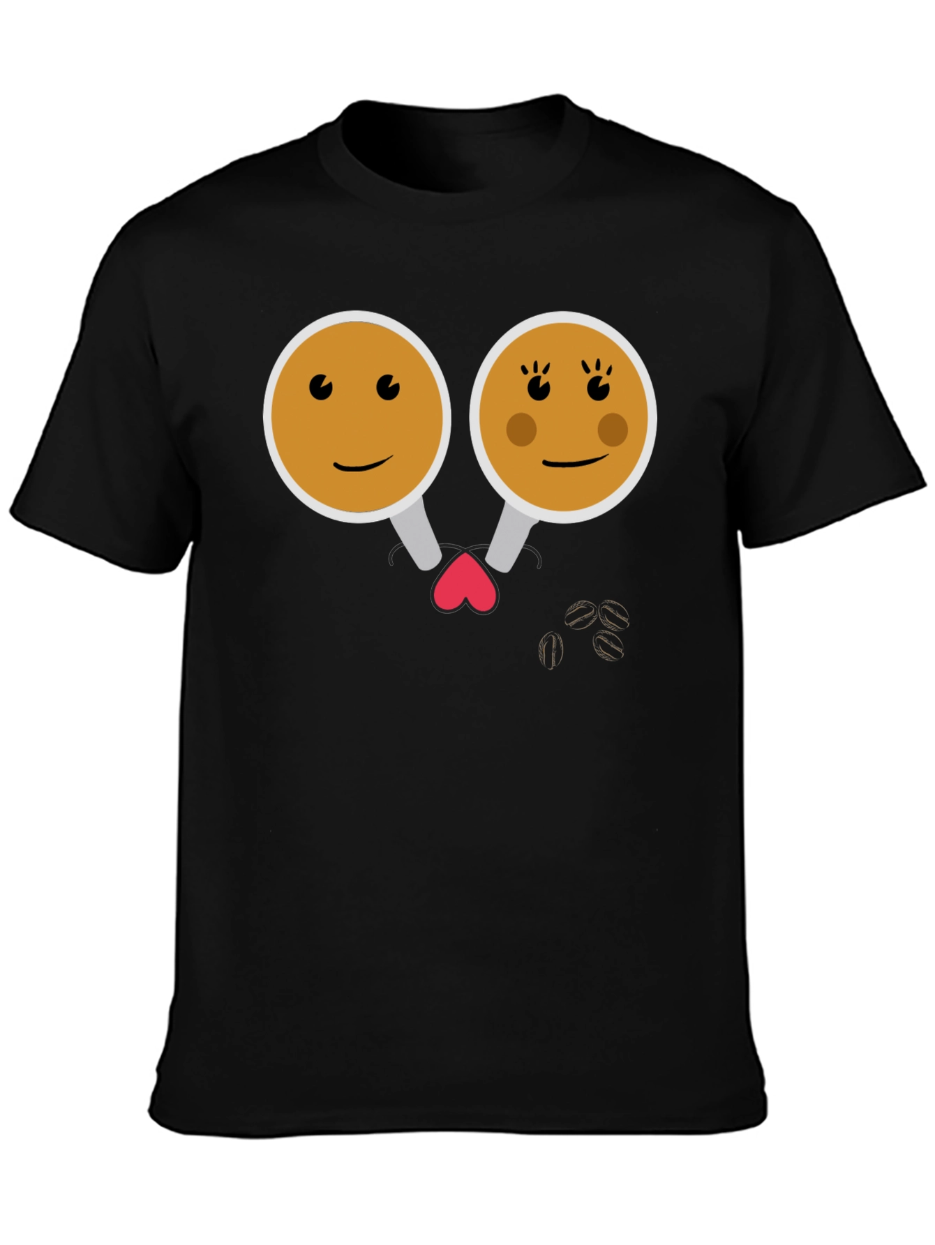 Black Cute Coffee Couple Graphic Tee - Black view 3