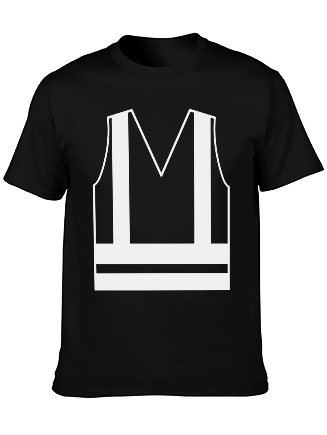 Black Safety Vest Graphic Tee - Black Crew Neck view 3