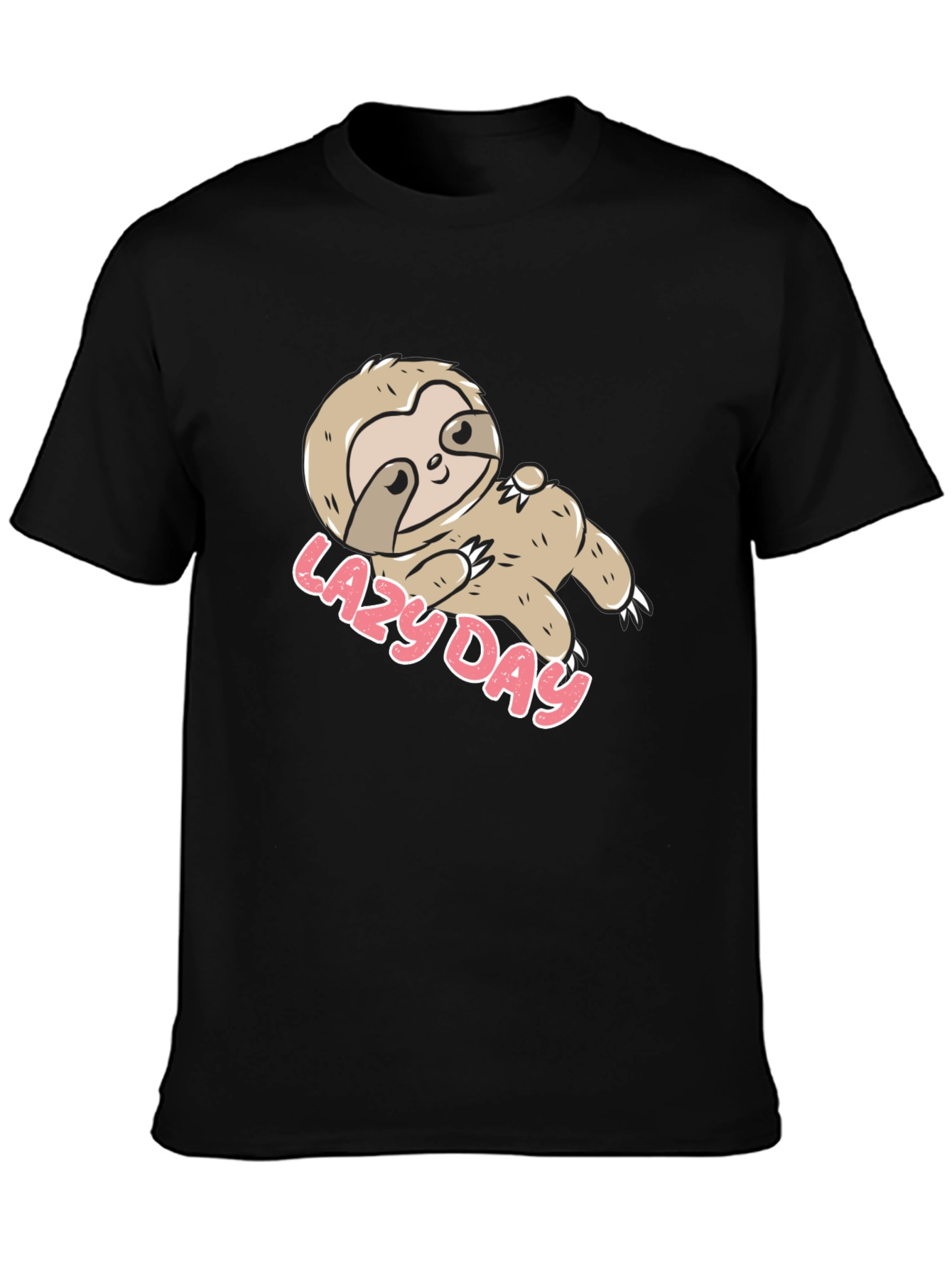 Black Lazy Day Sloth Graphic Tee - Relaxed Comfort view 3