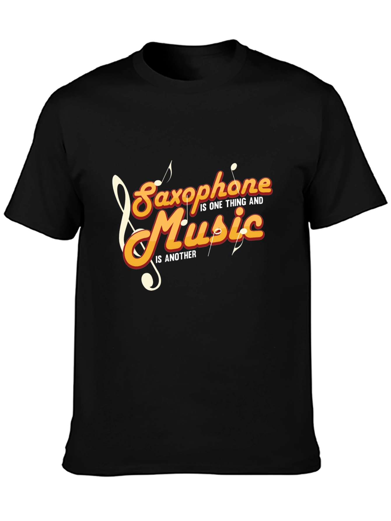 Black Saxophone and Music Graphic T-Shirt - Stylish Black Tee view 3