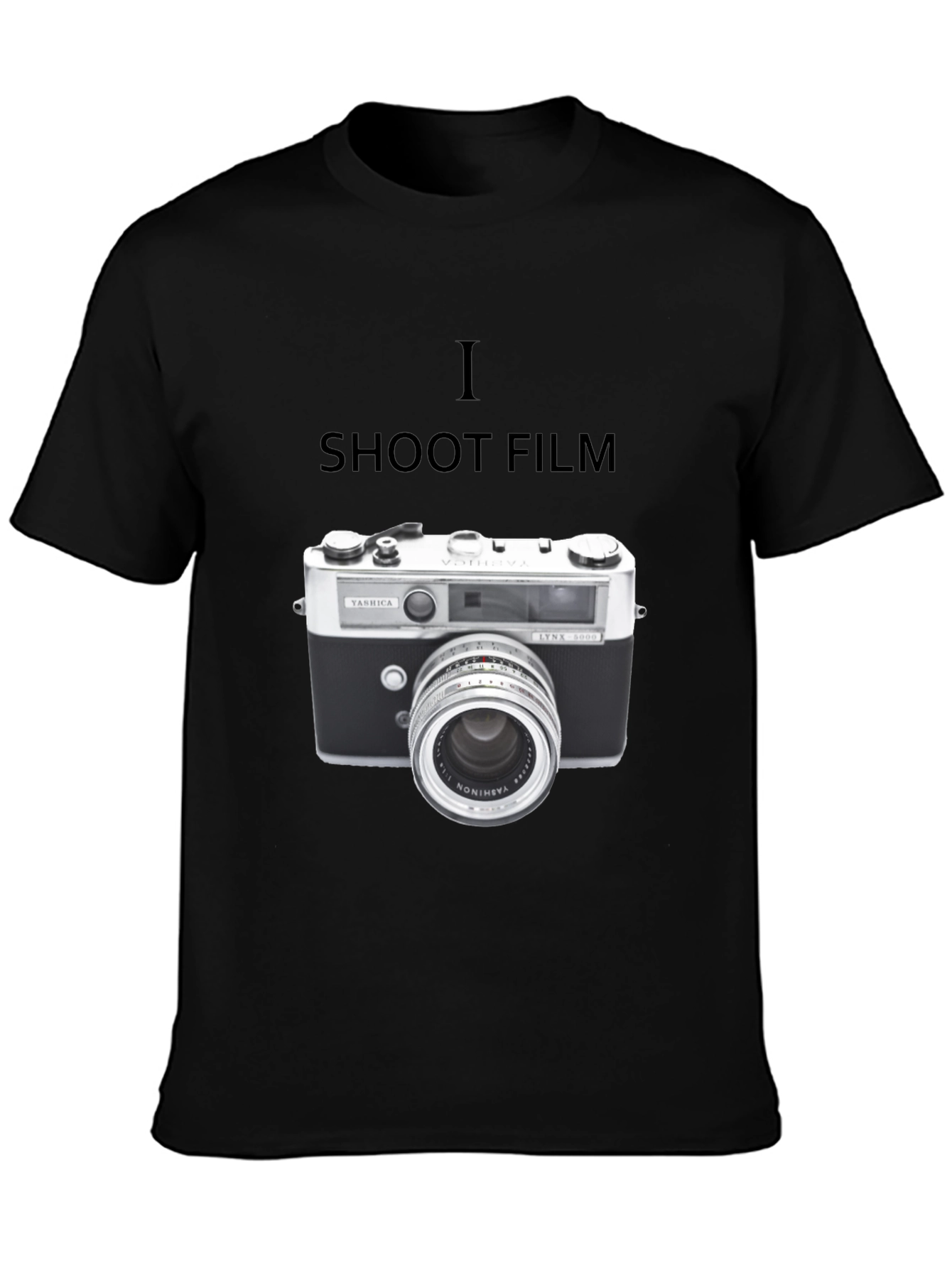 Black I Shoot Film T-Shirt - Vintage Camera Graphic Tee view 3