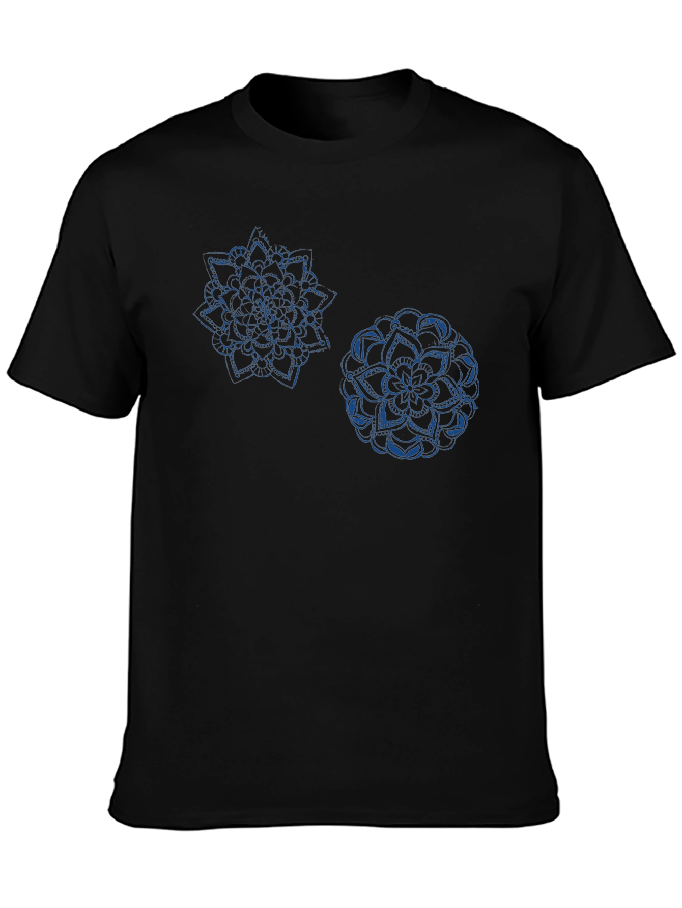 Black Geometric Mandala Print Black T-Shirt view 3