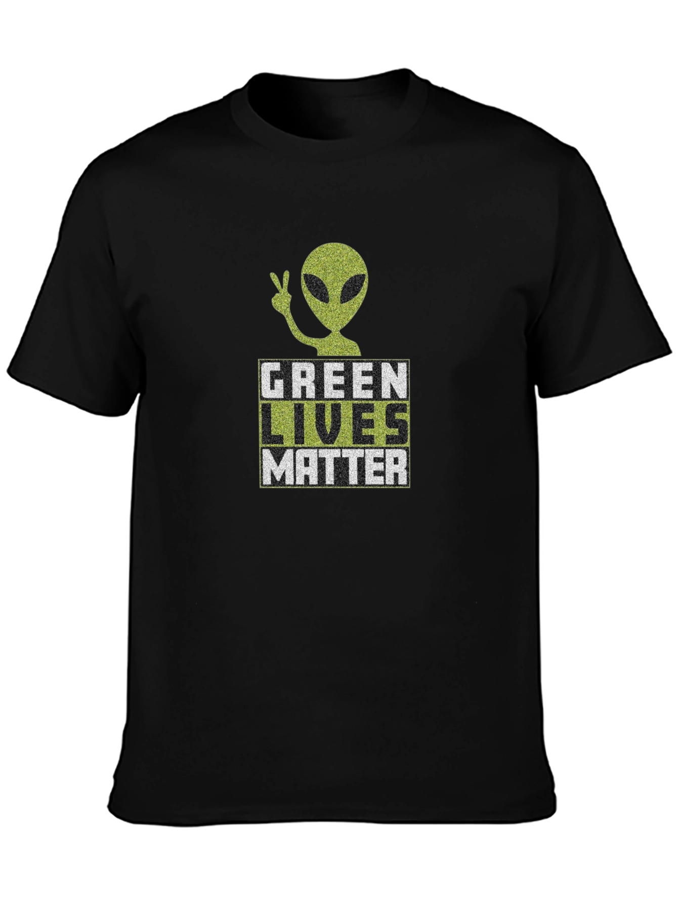 Black Green Lives Matter Alien Graphic T-Shirt view 3