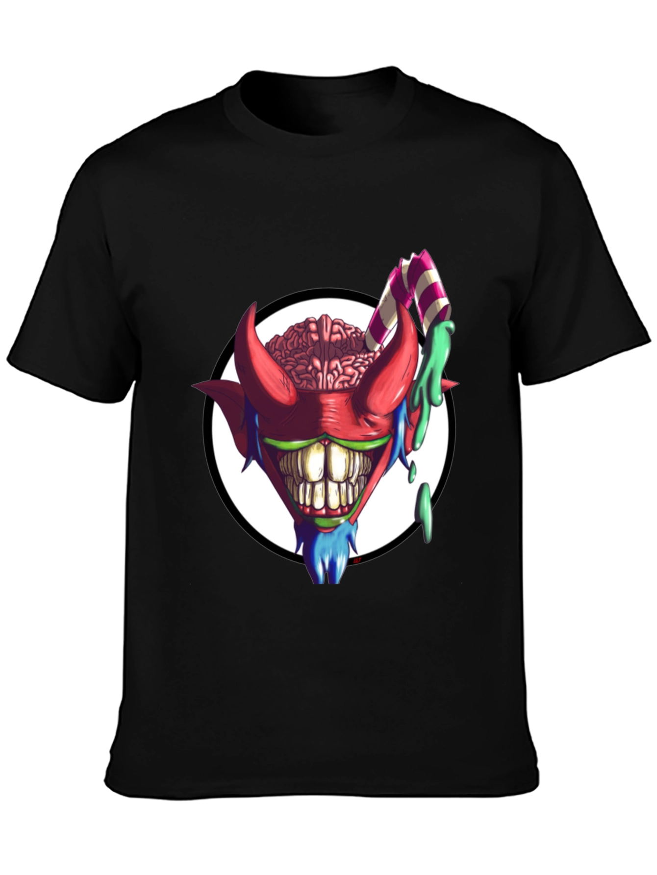 Black Crazy Brain Devil T-Shirt - Unique Graphic Tee view 3