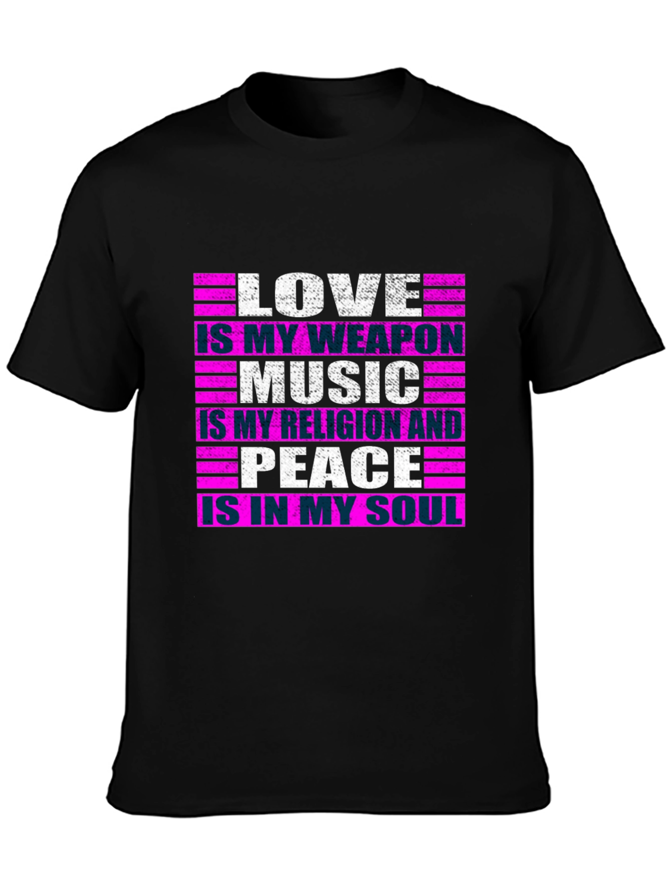 Black Love Music Peace Graphic Tee - Men's Black T-Shirt view 3