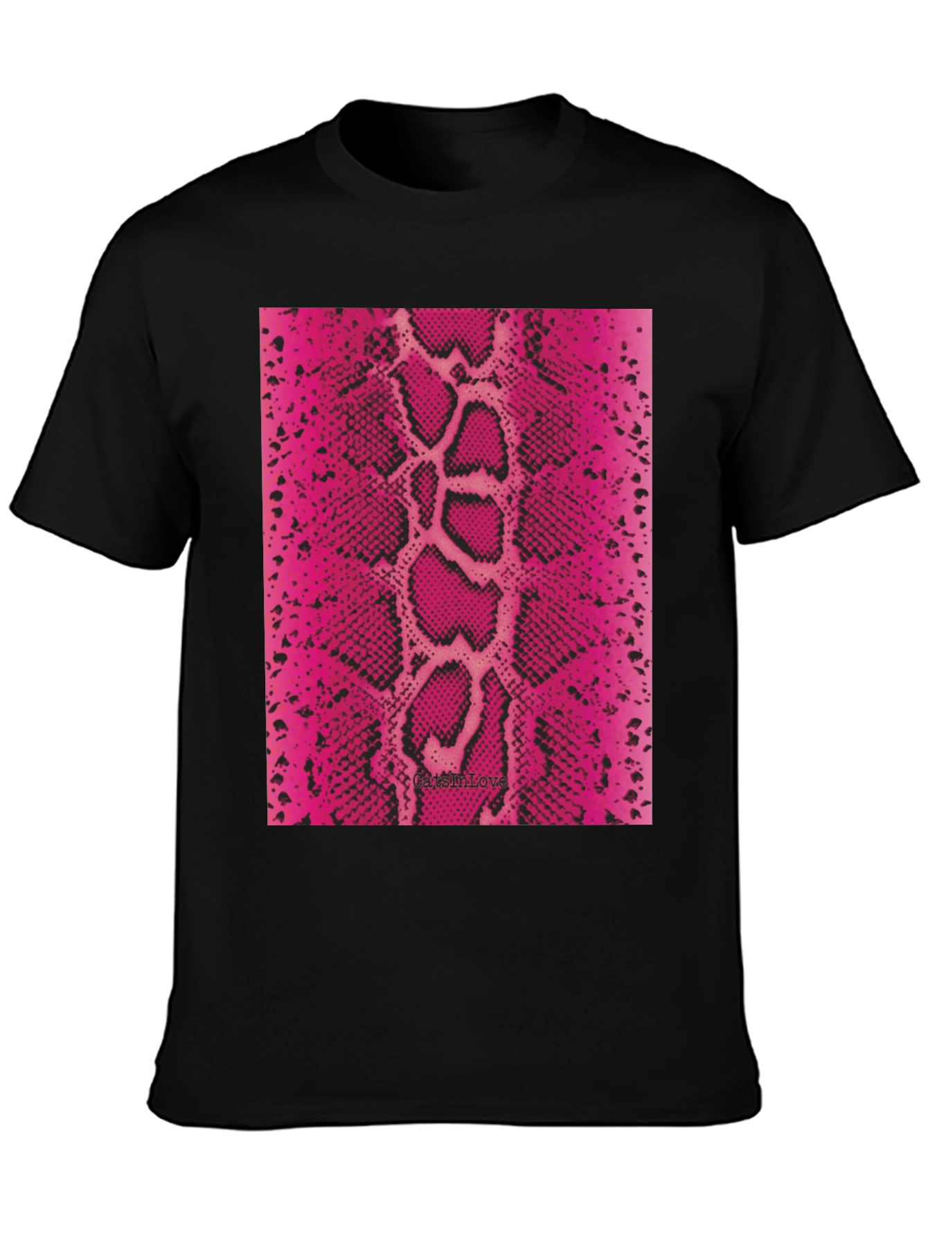 Black Pink Snake Print Tee view 3