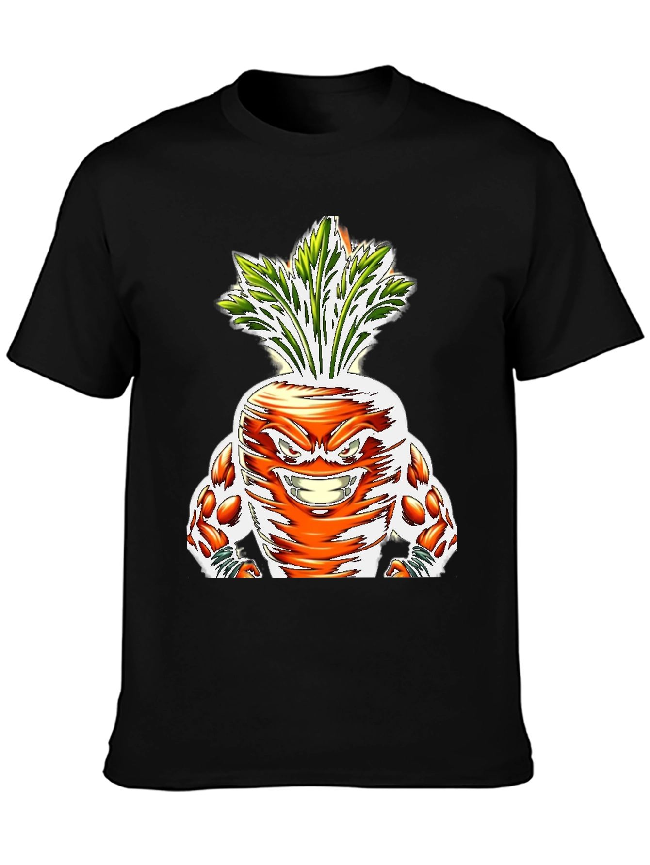 Black Funny Carrot Muscle Graphic T-Shirt view 3