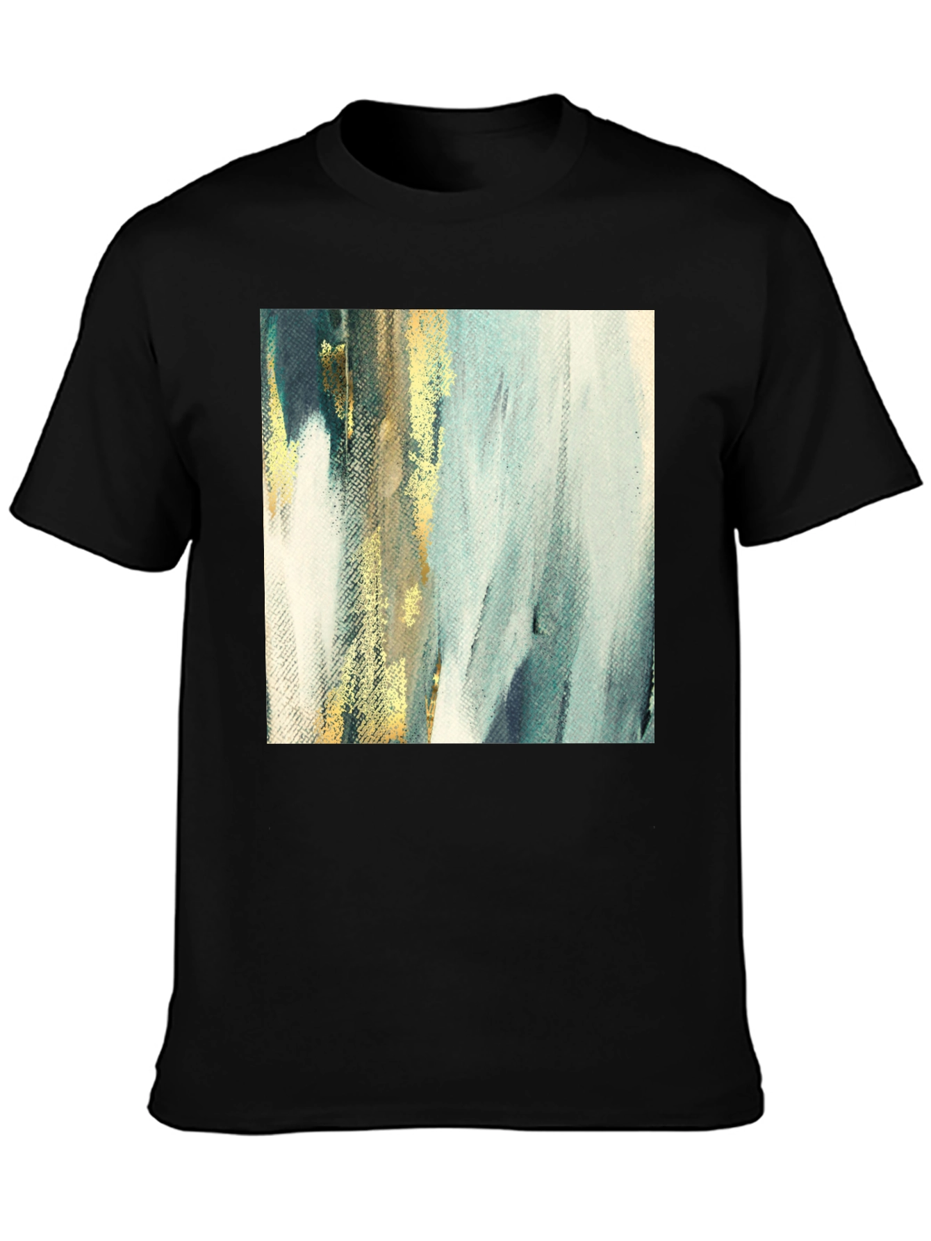 Black Abstract Art Tee - Modern Brushstroke T-Shirt view 3