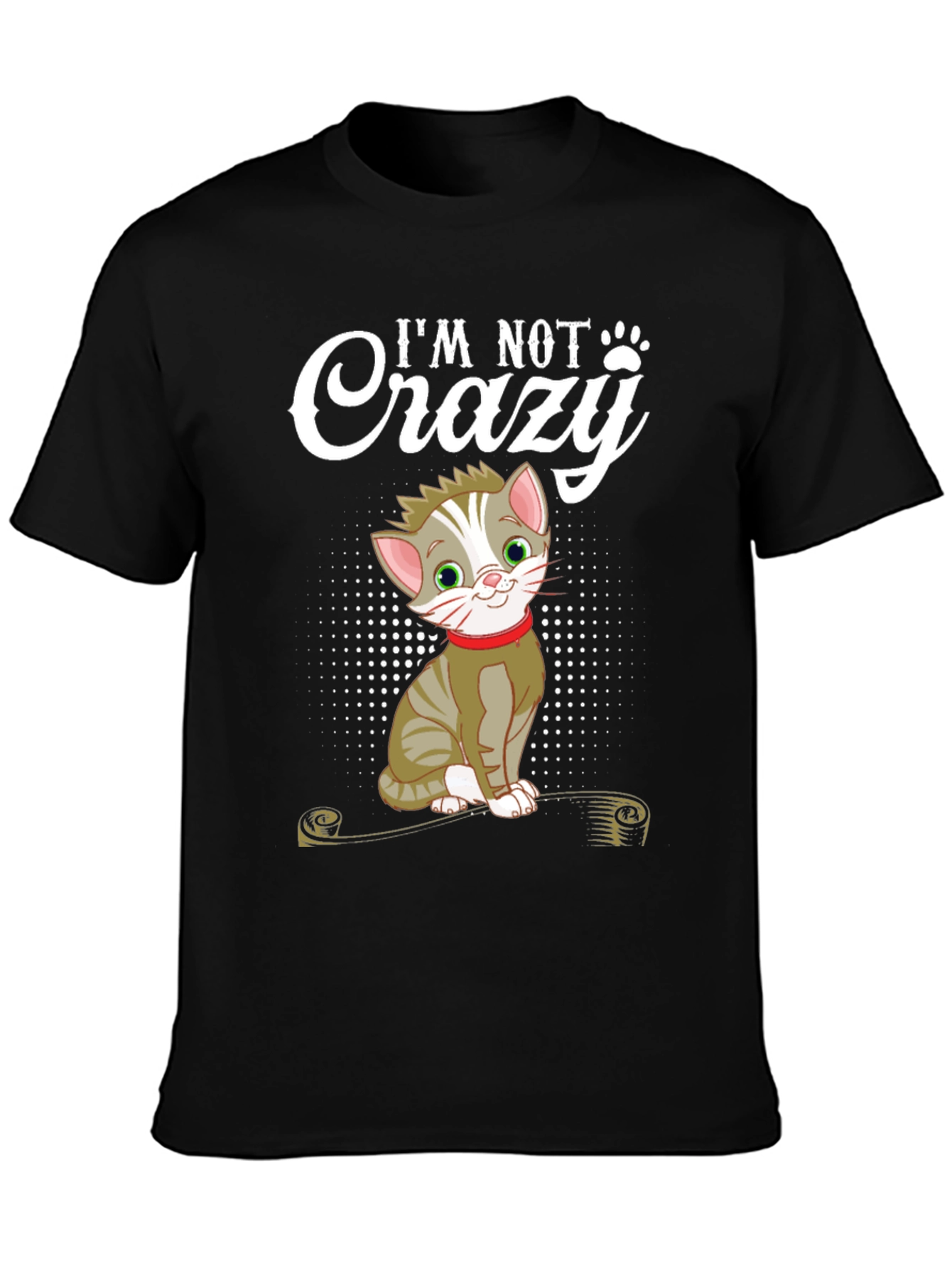 Black I'm Not Crazy Cat T-Shirt - Fun Novelty Tee view 3