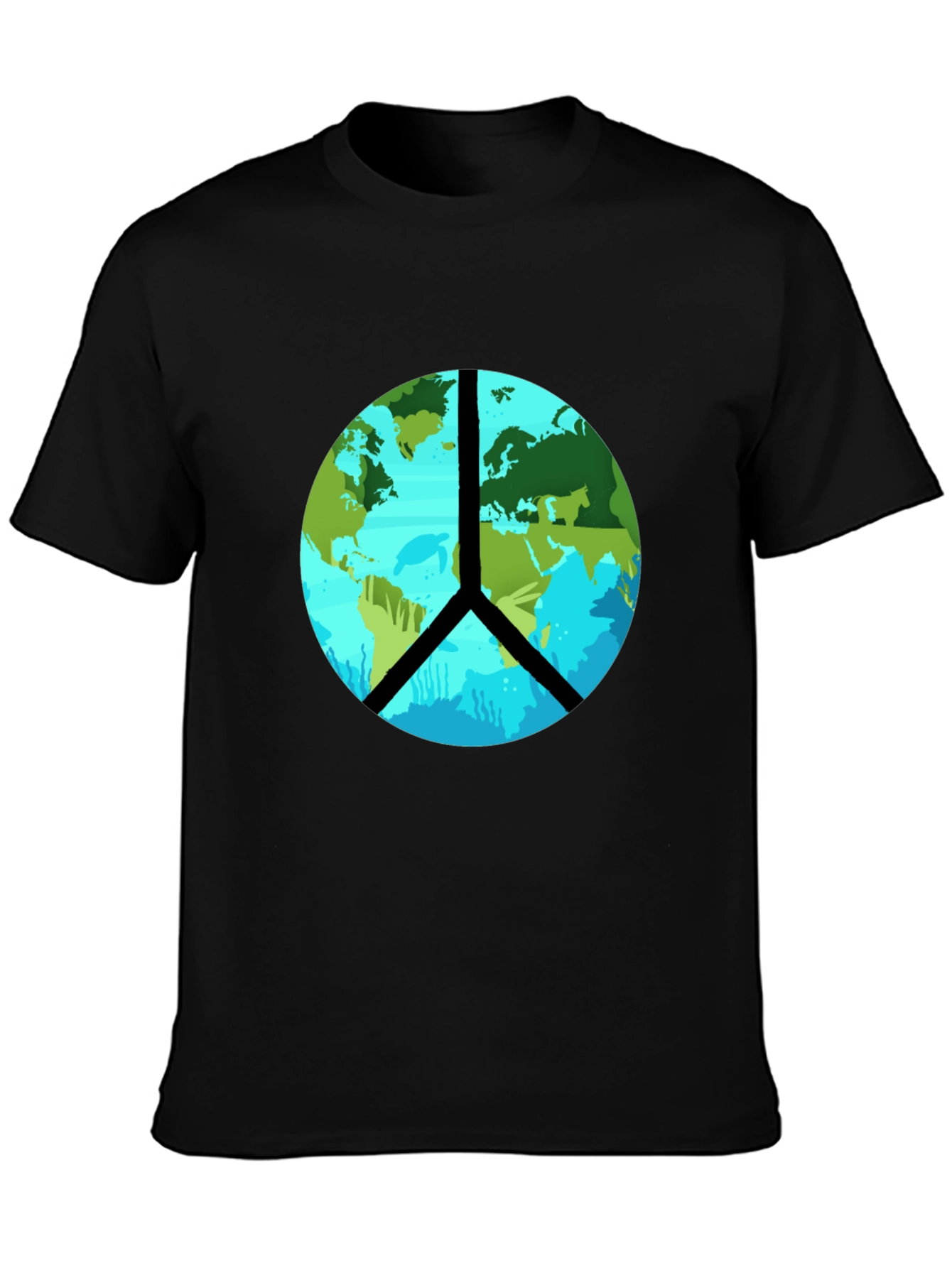 Black Earth Peace Sign Graphic Tee - Black T-Shirt view 3