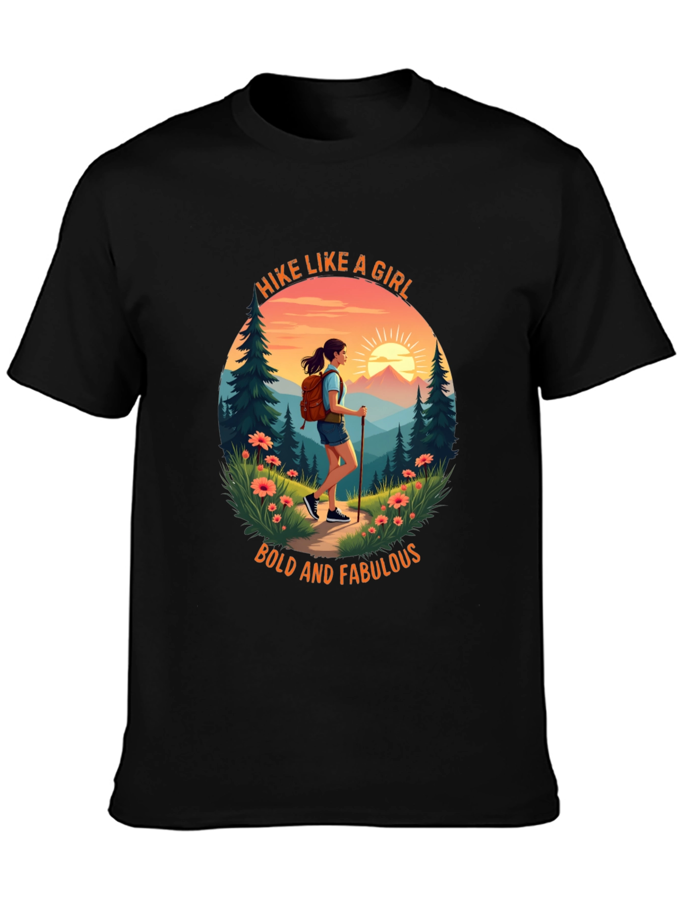 Black Hike Like A Girl T-Shirt view 3