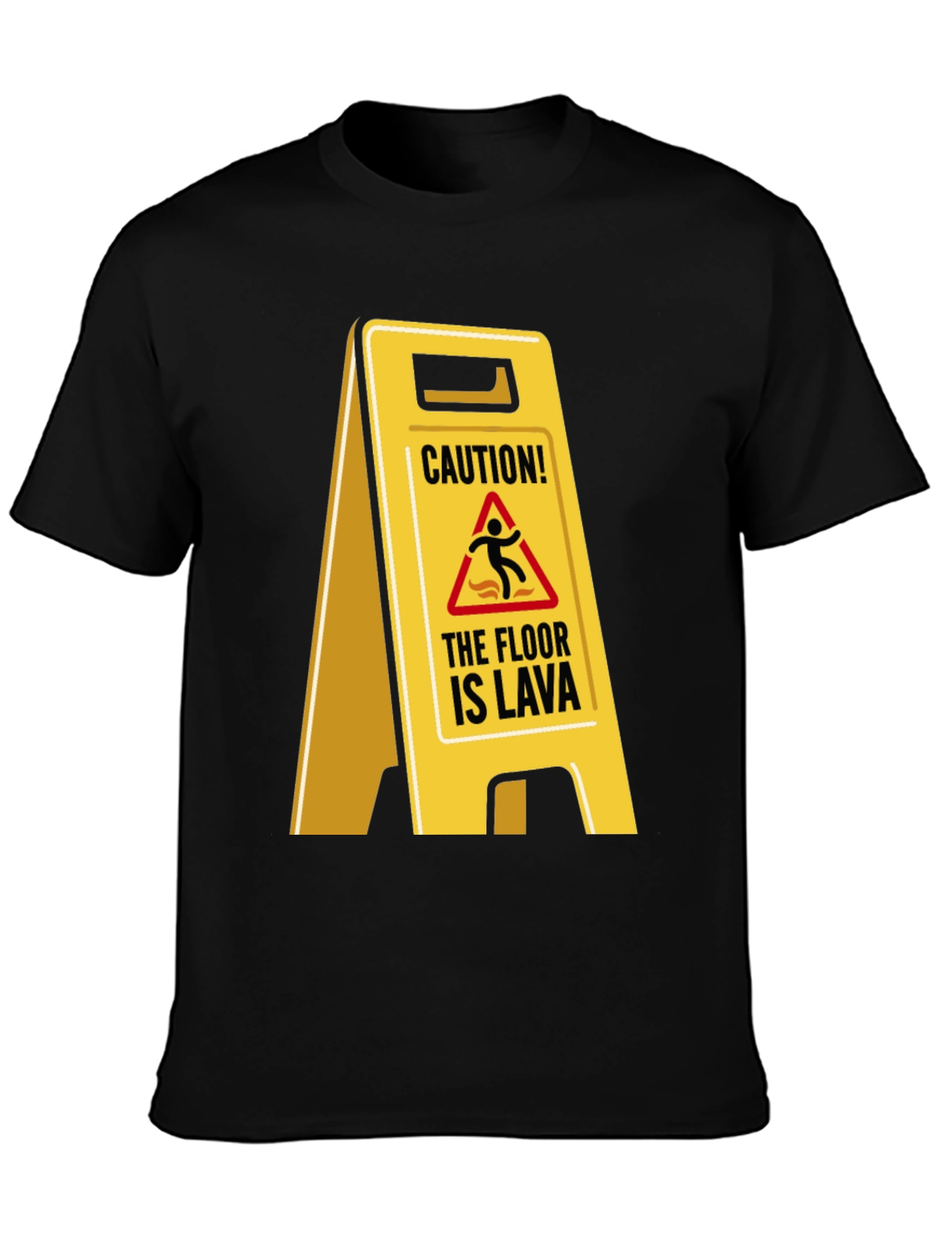 Black Caution! The Floor is Lava T-Shirt view 3