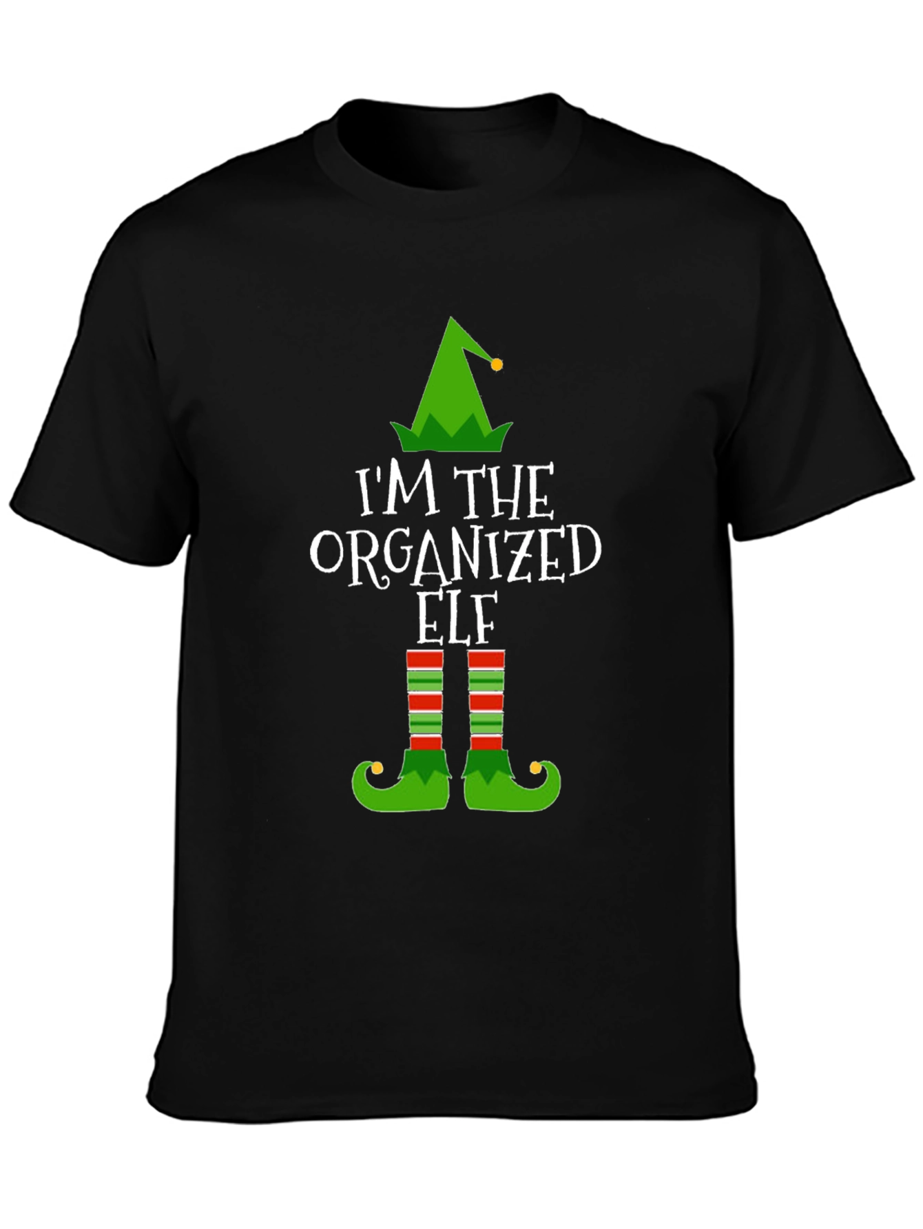 Black Organized Elf Holiday Graphic T-Shirt view 3