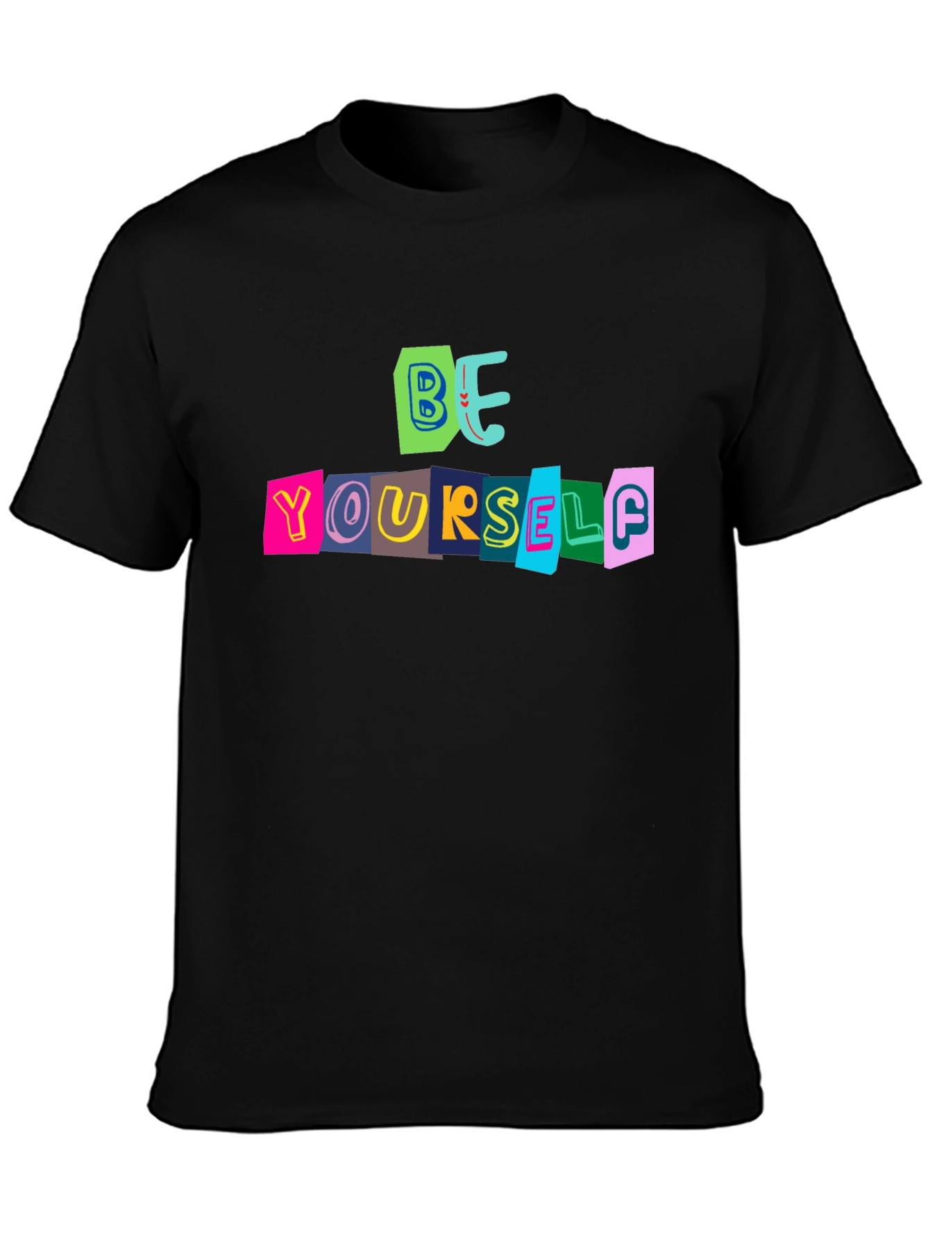 Black Be Yourself Graphic Tee - Bold Statement T-Shirt view 3