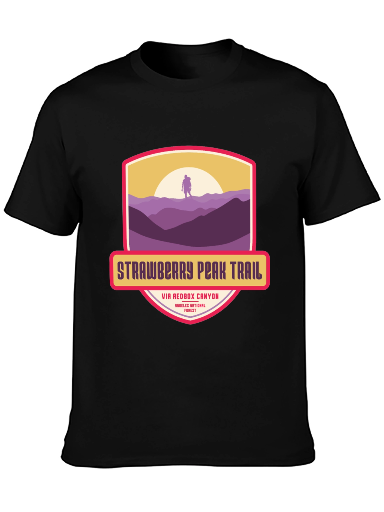 Black Strawberry Peak Trail T-Shirt - Hiker Adventure view 3
