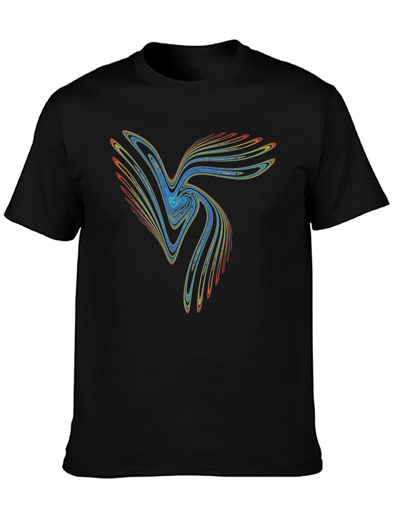Black Abstract Wave Graphic Tee - Black view 3