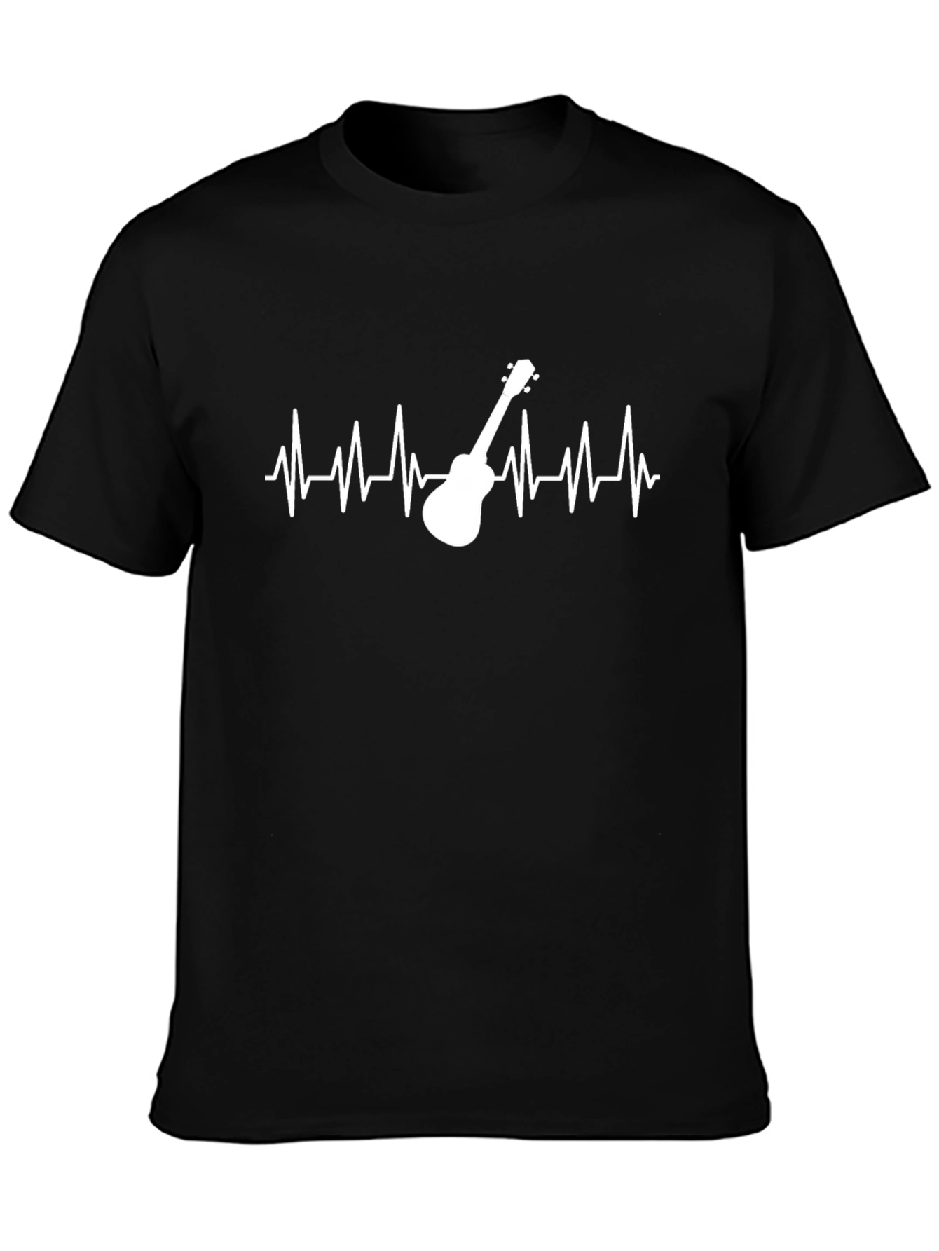 Black Guitar Heartbeat T-Shirt - Music Lover Tee view 3