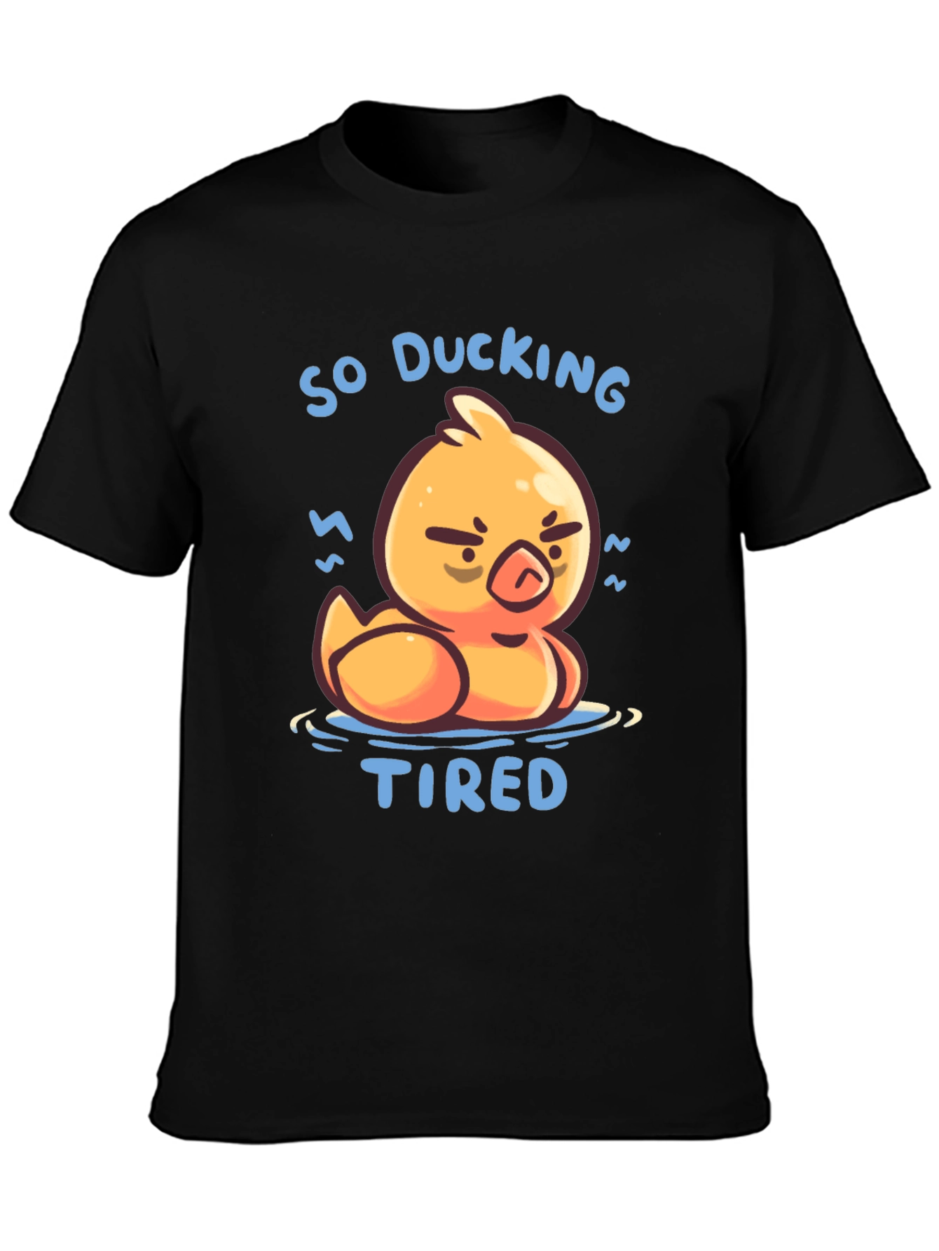 Black So Ducking Tired T-Shirt - Funny Cartoon Duck Tee view 3