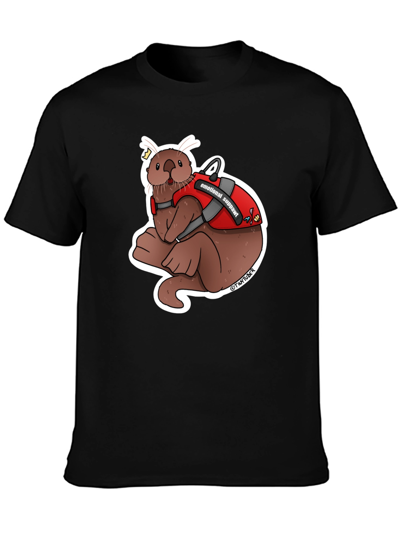 Black Emotional Support Otter Graphic Tee view 3