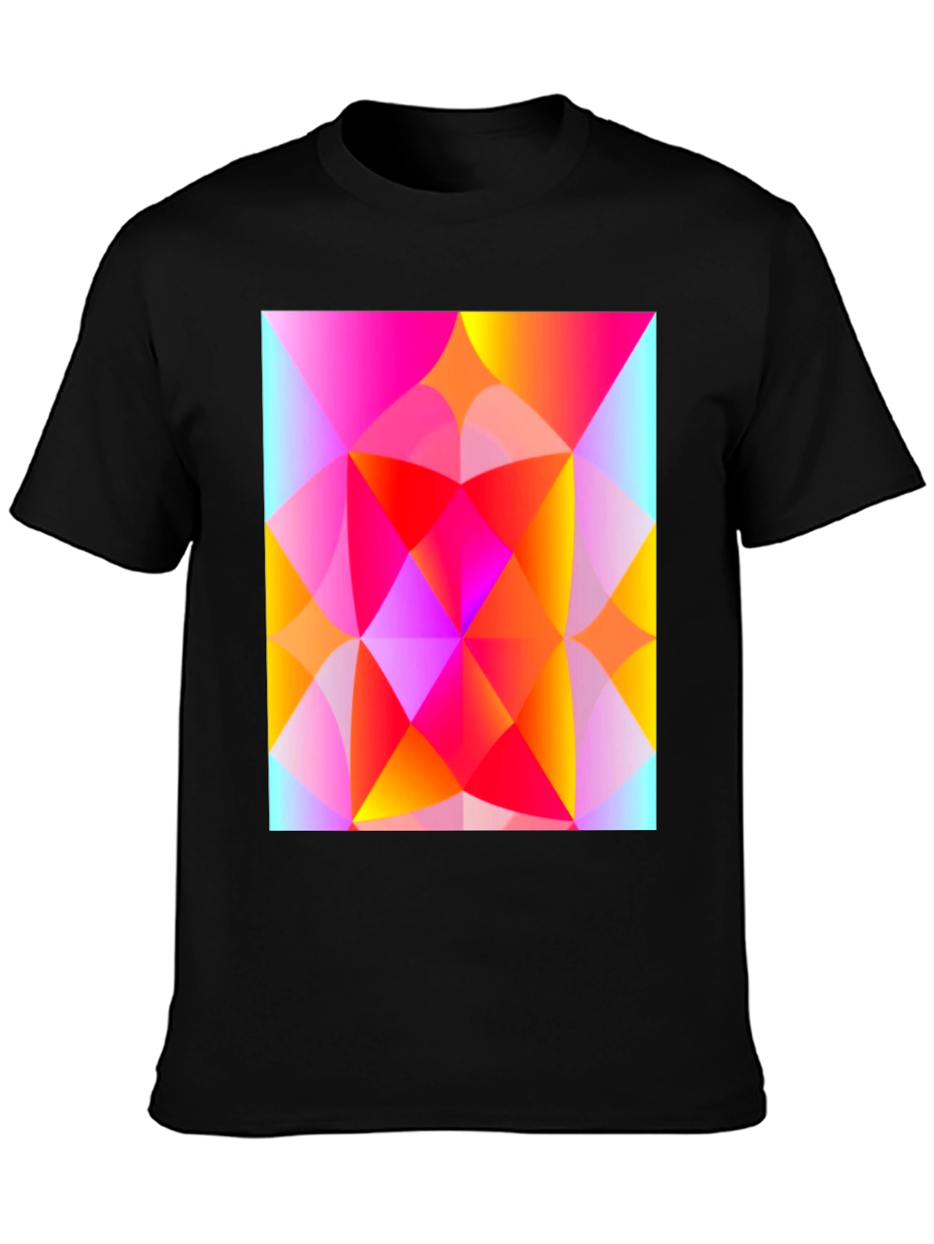 Black Geometric Art T-Shirt - Vibrant Triangle Design view 3