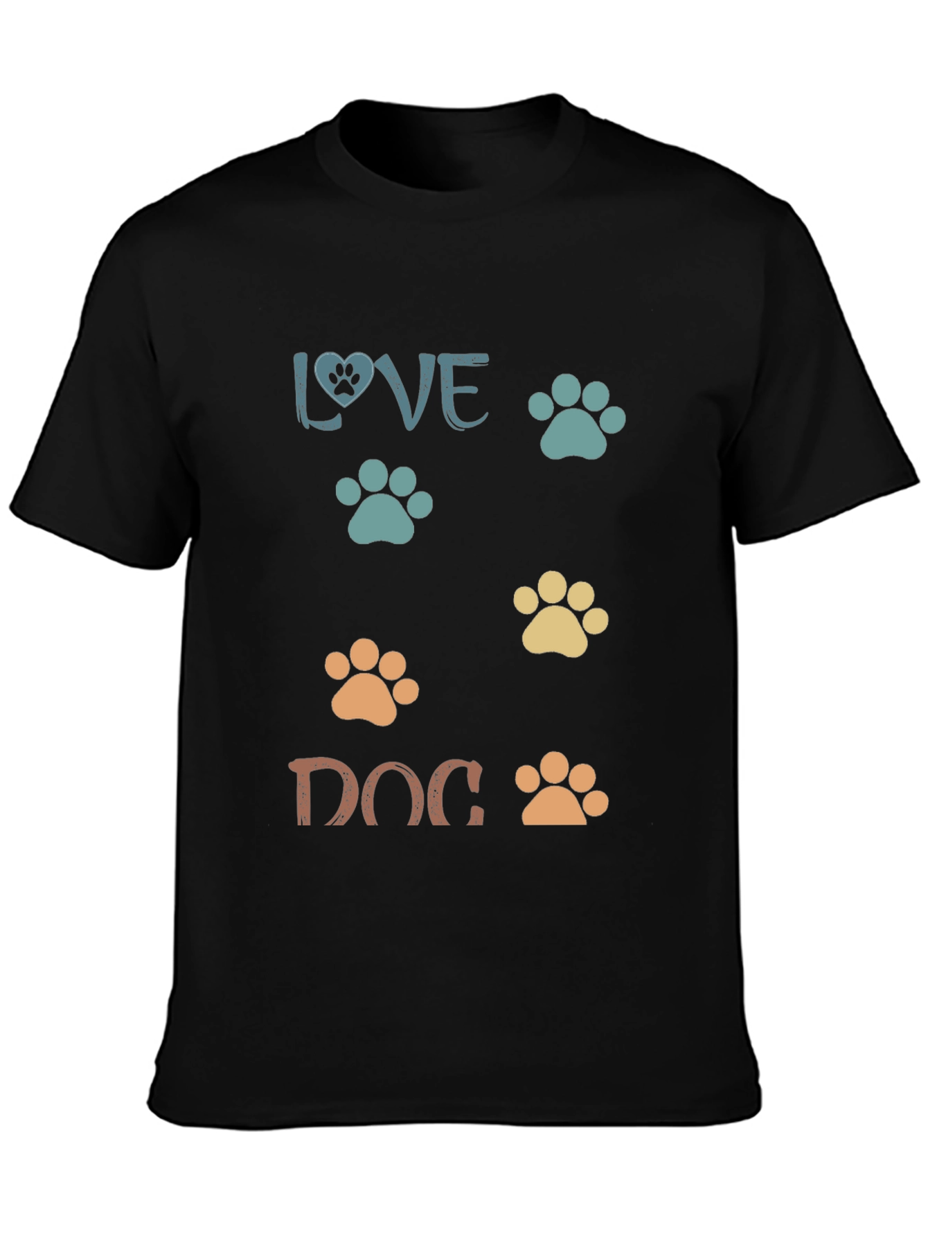 Black Love Dog Paw Print T-Shirt view 3
