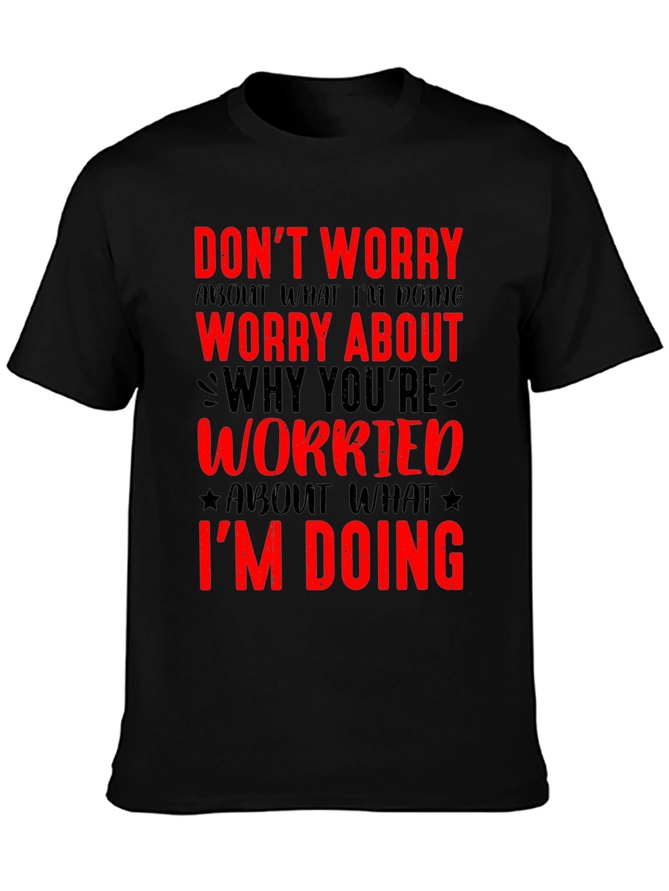 Black Don't Worry Graphic Tee - Black view 3