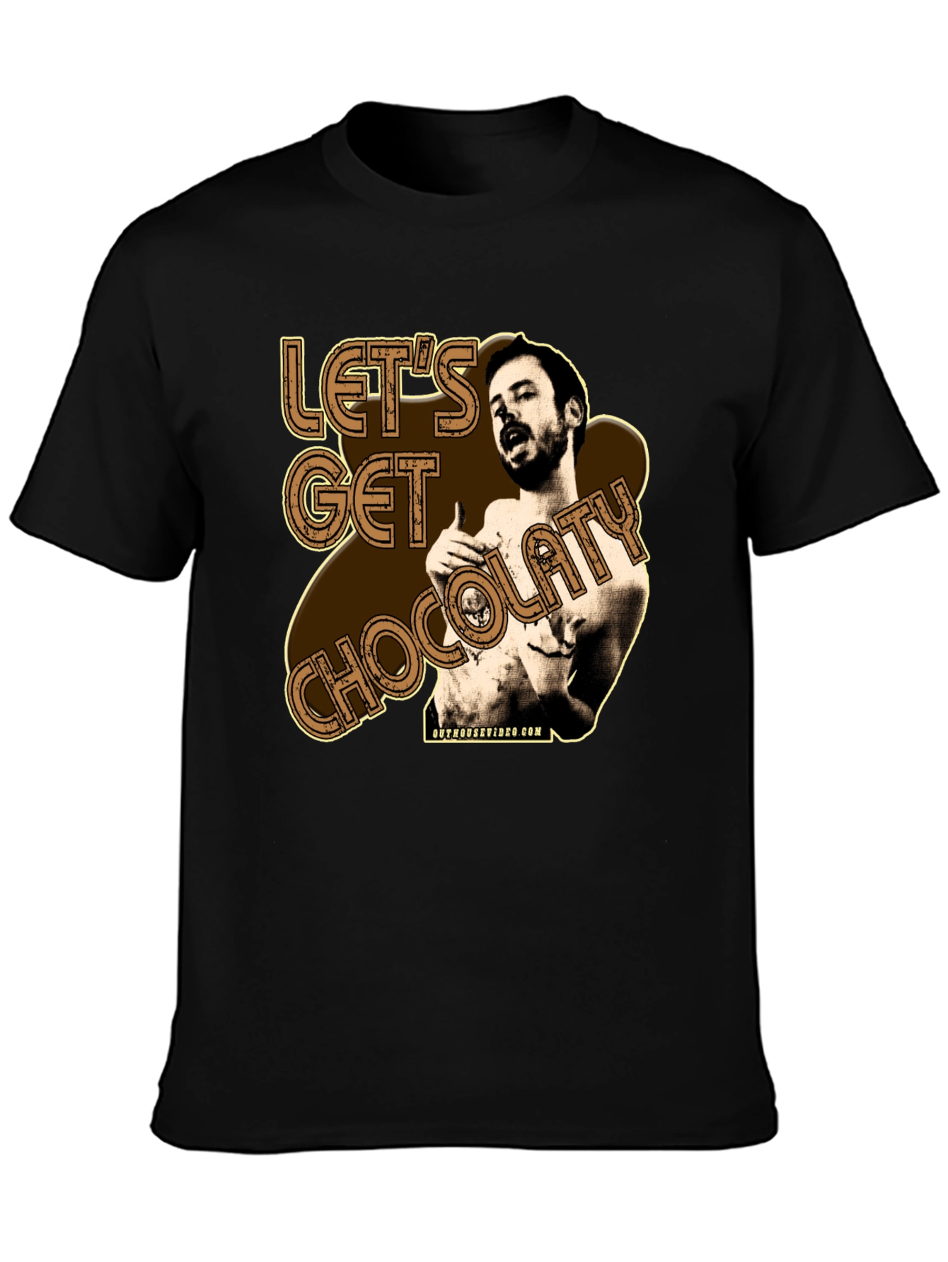 Black Let's Get Chocolaty Funny Graphic Tee view 3