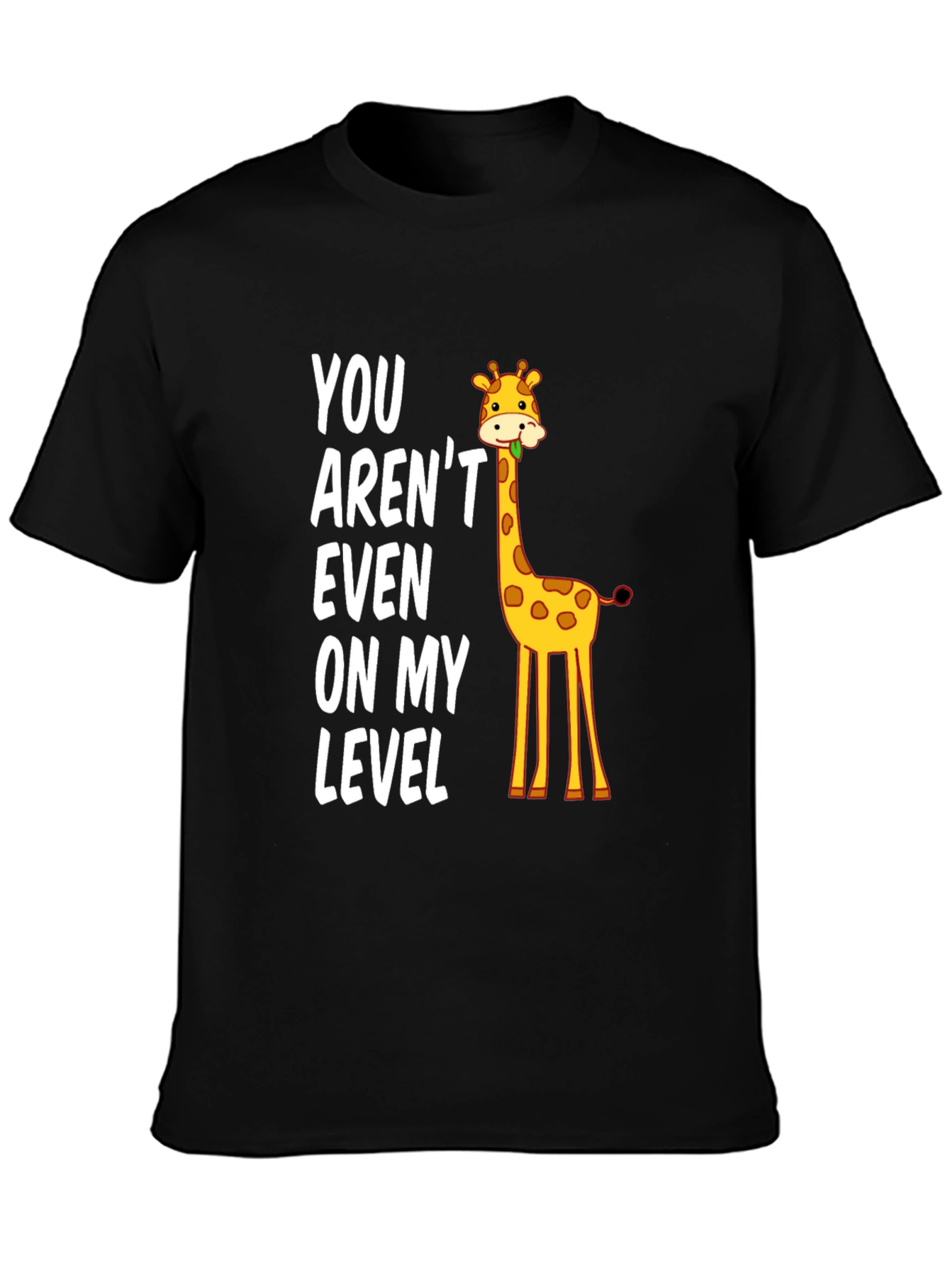 Black Funny Giraffe Level T-Shirt view 3