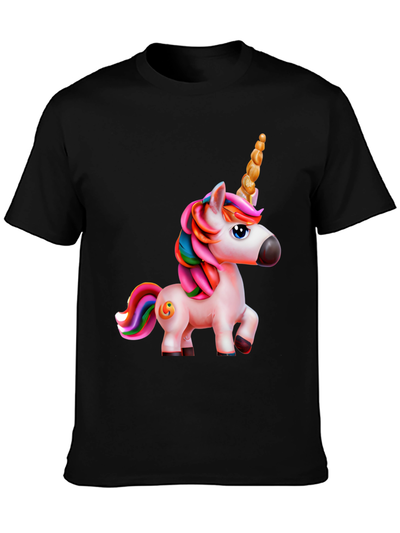 Black Unicorn Graphic Print Black T-Shirt view 3
