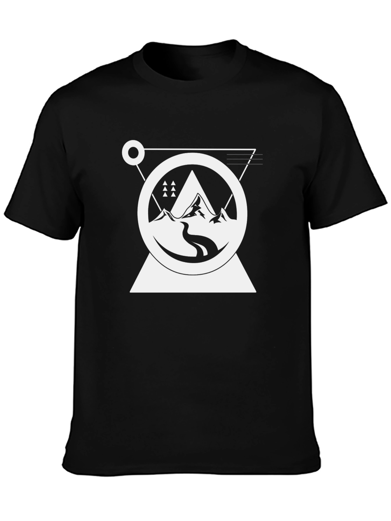 Black Geometric Mountain Graphic Tee - Black view 3