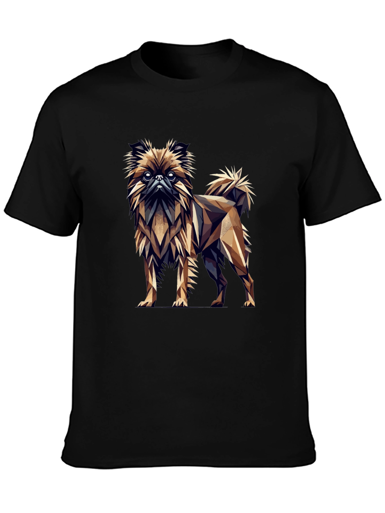 Black Geometric Dog Graphic Black T-Shirt view 3