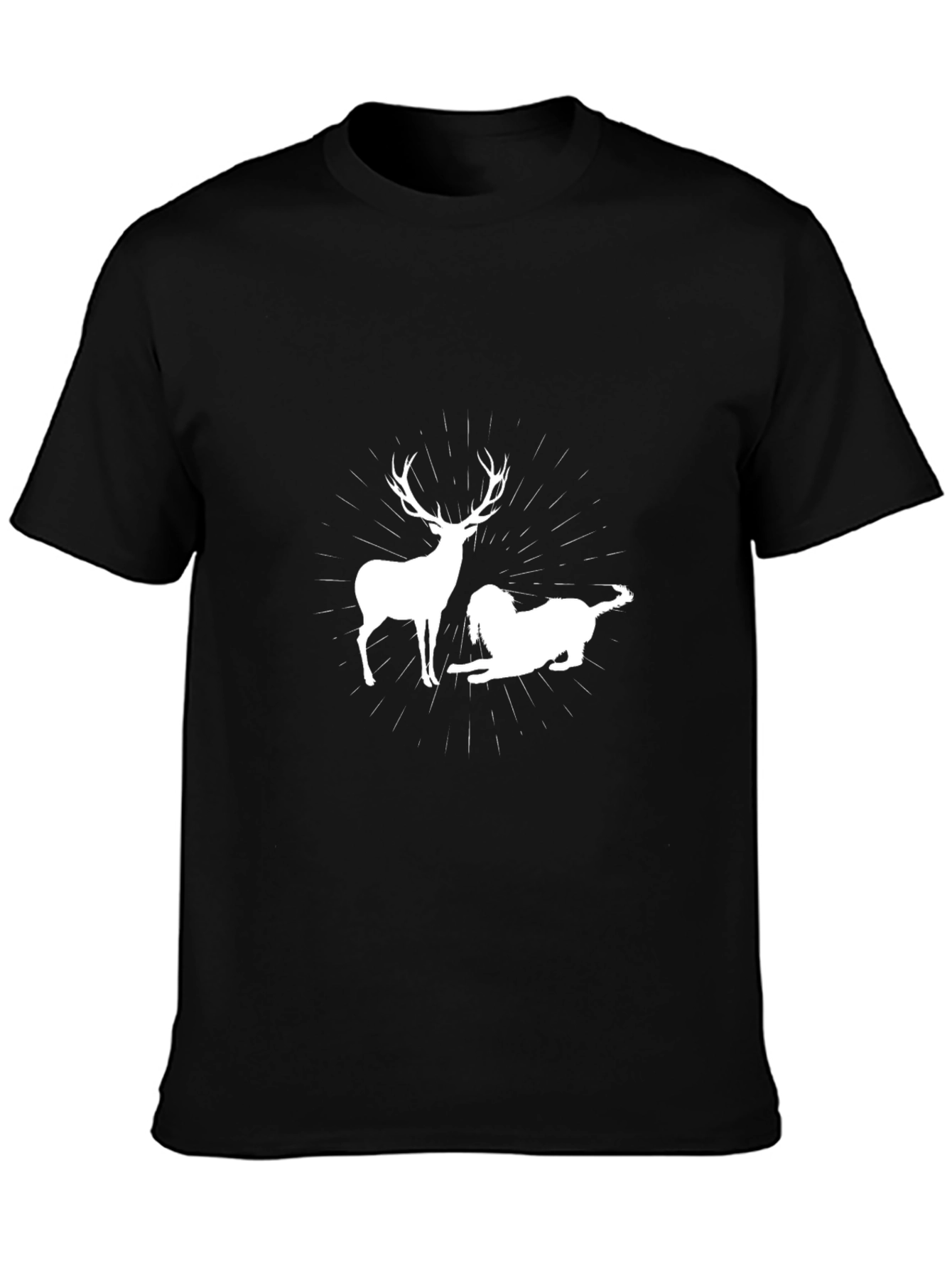 Black Deer & Dog Graphic Tee - Classic Black Comfort view 3