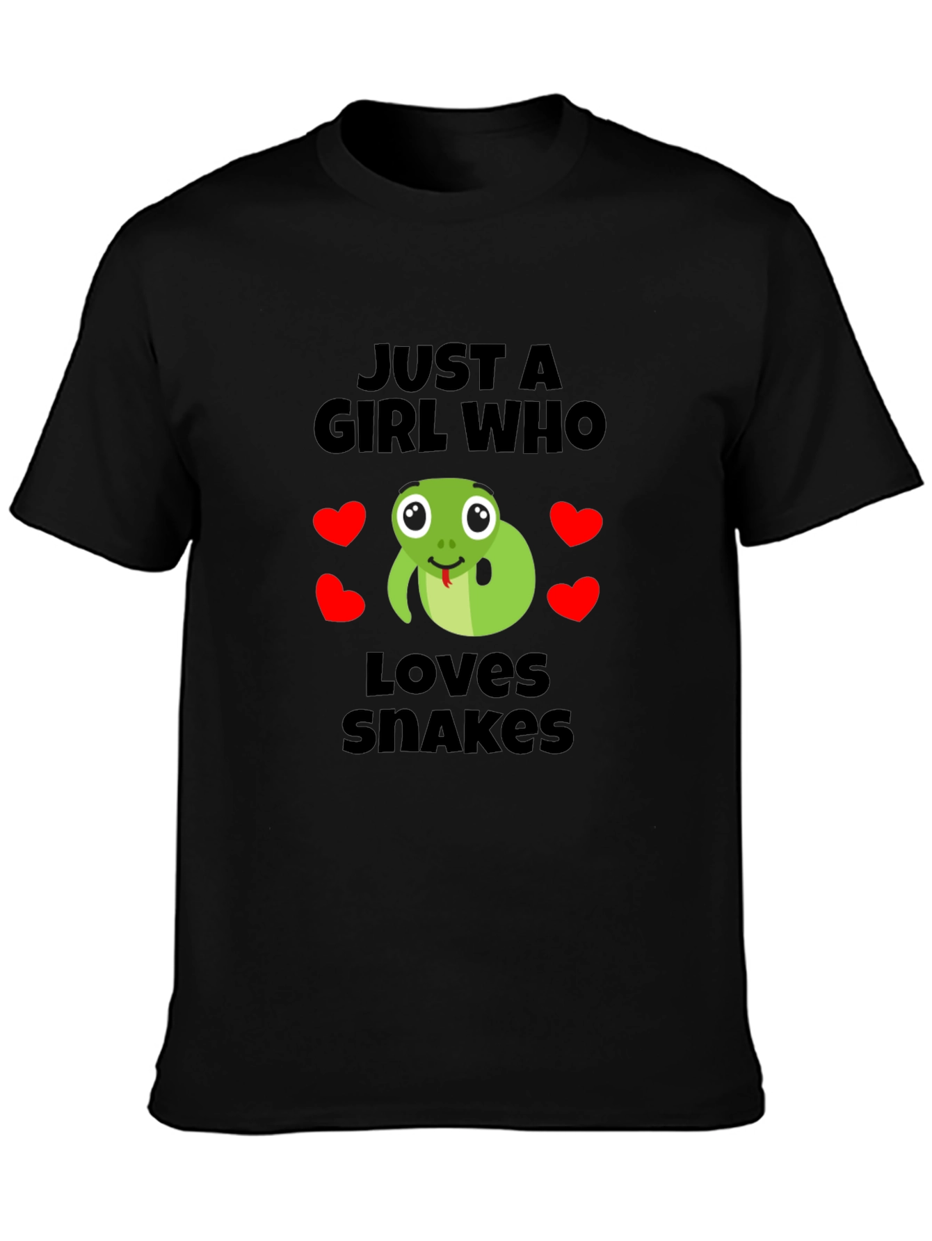 Black Just a Girl Who Loves Snakes T-Shirt view 3
