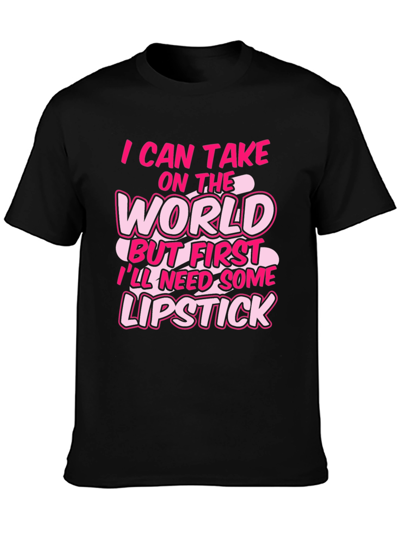 Black I Can Take on the World Lipstick Black Graphic Tee view 3