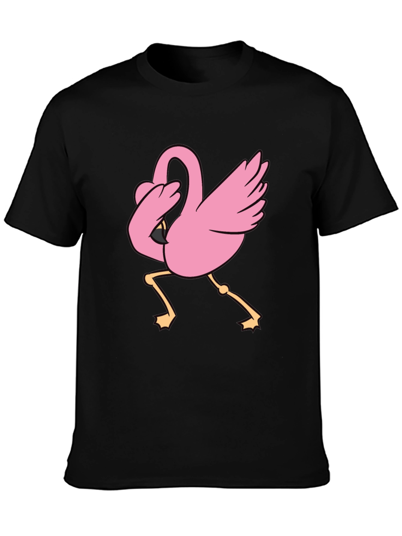 Black Dabbing Flamingo Black T-Shirt view 3