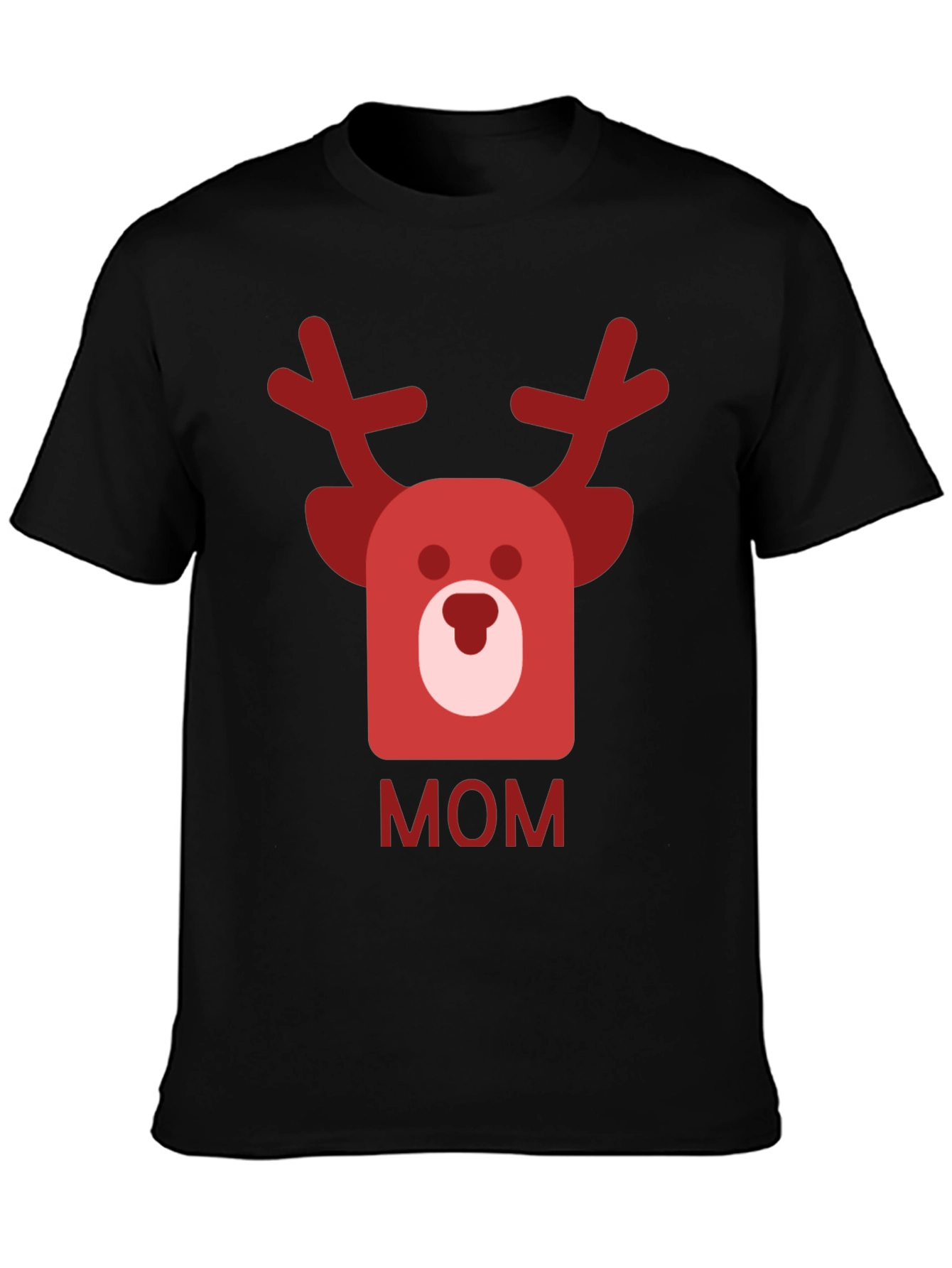 Black Festive Mom Reindeer Graphic Tee - Black view 3