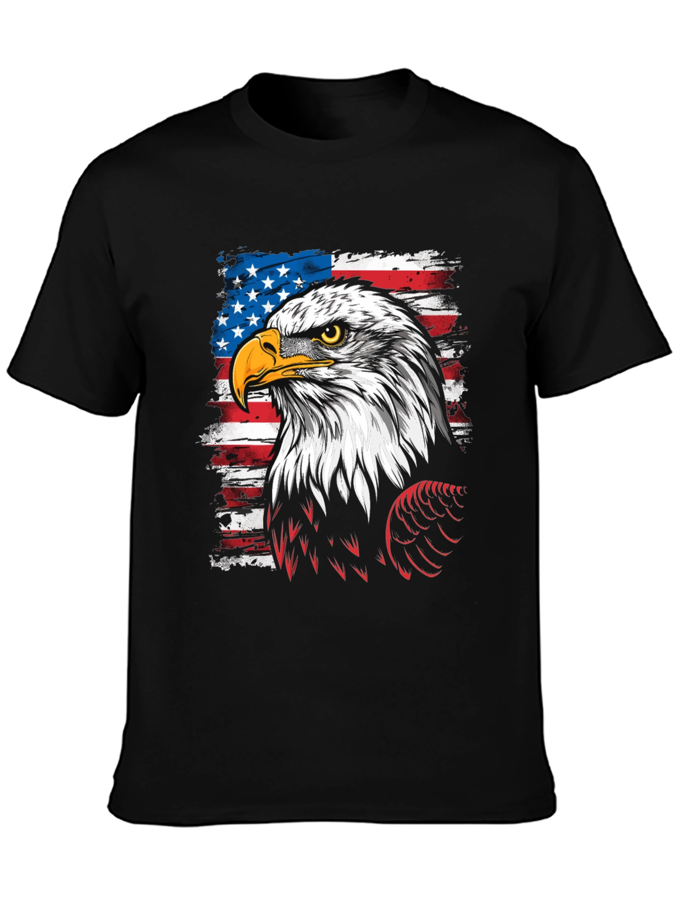 Black Patriotic Eagle USA Flag Men's T-Shirt view 3