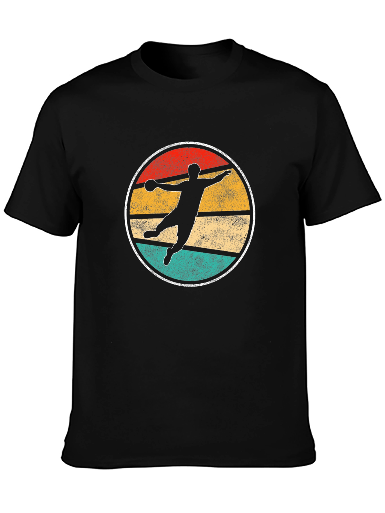 Black Retro Handball Player T-Shirt view 3