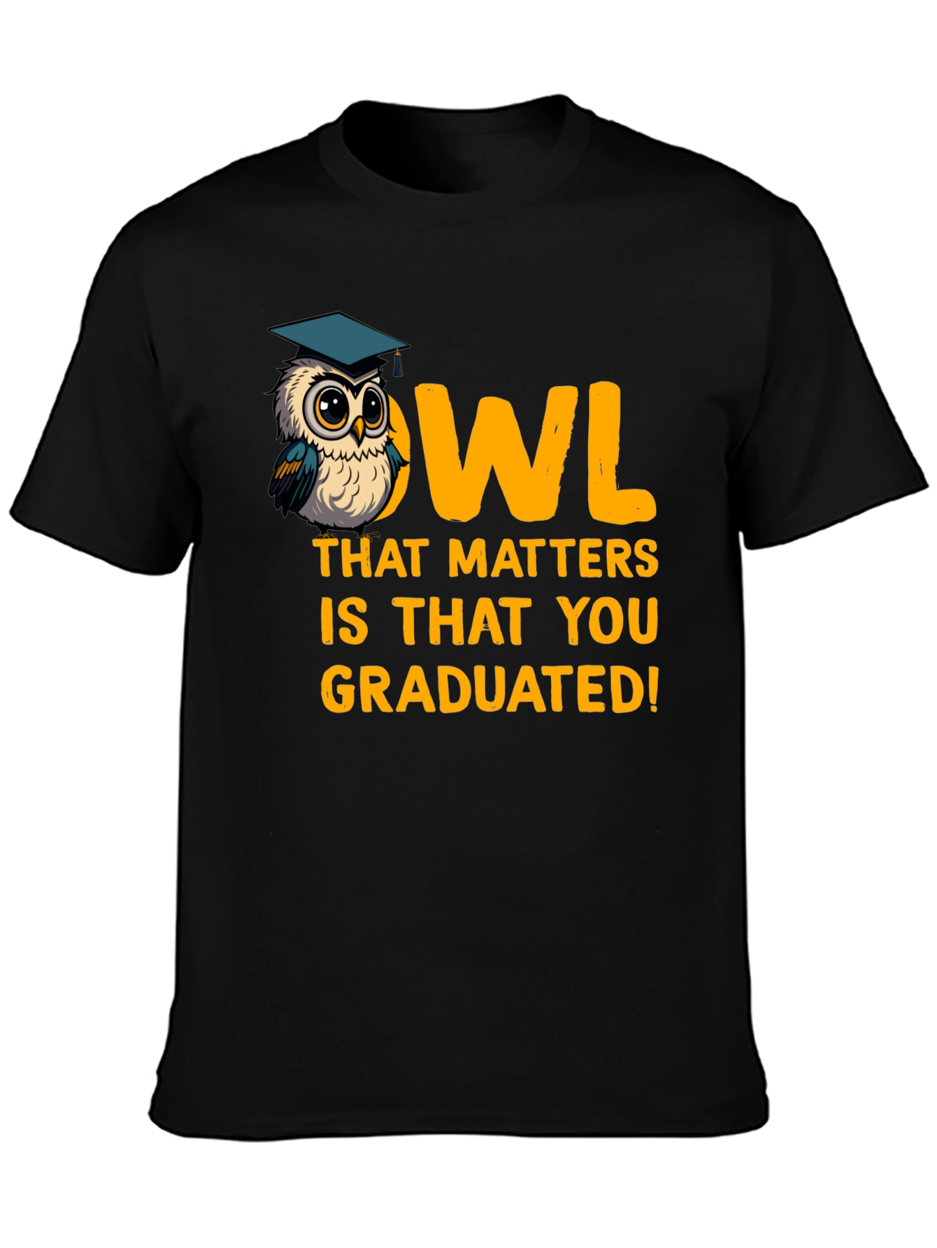 Black Graduation Owl T-Shirt - Congrats Grad! view 3