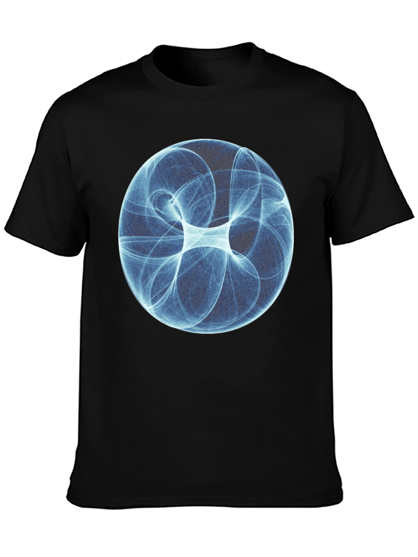 Black Abstract Blue Sphere Graphic T-Shirt - Modern Design view 3