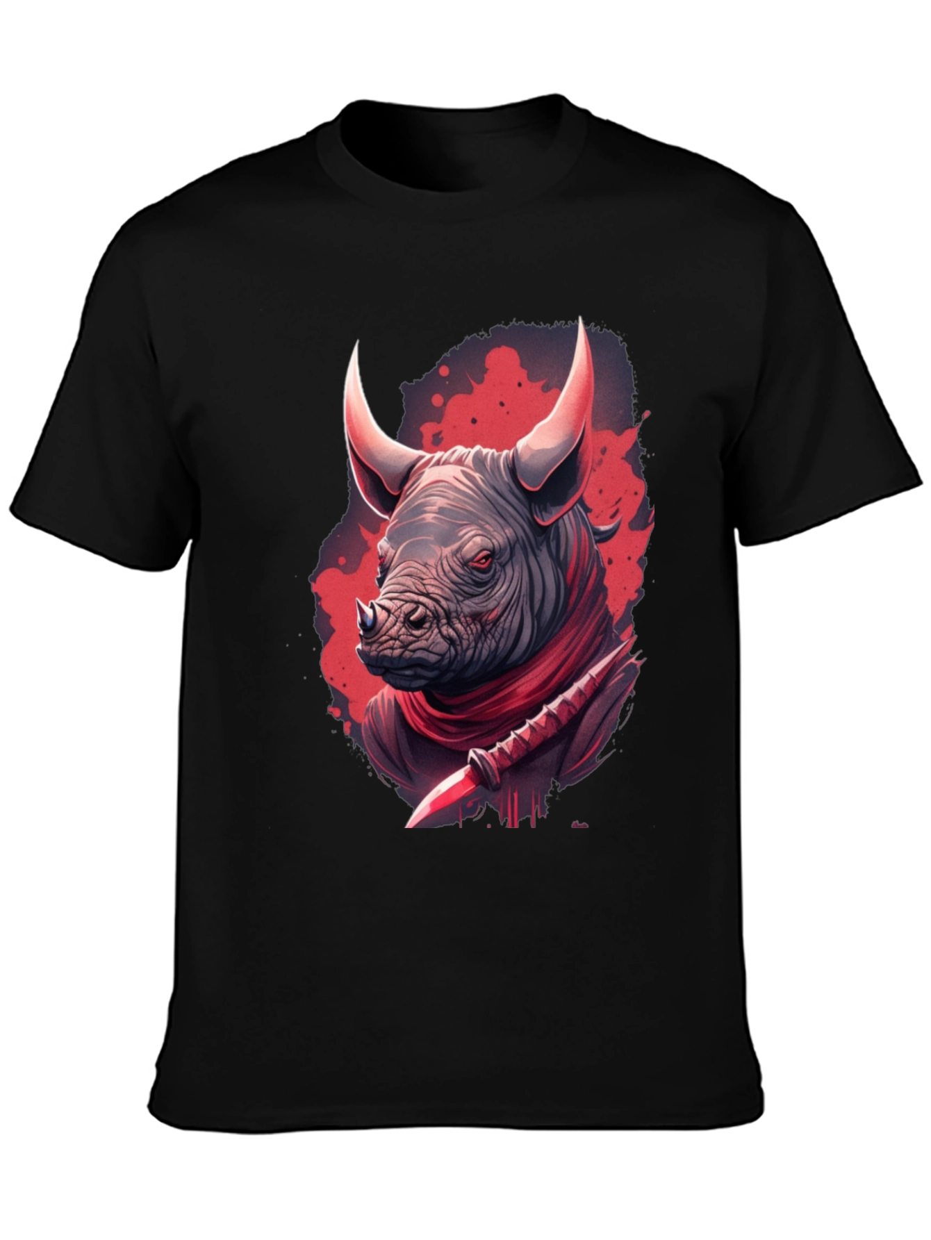 Black Rhinoceros Warrior Graphic Tee - Black view 3