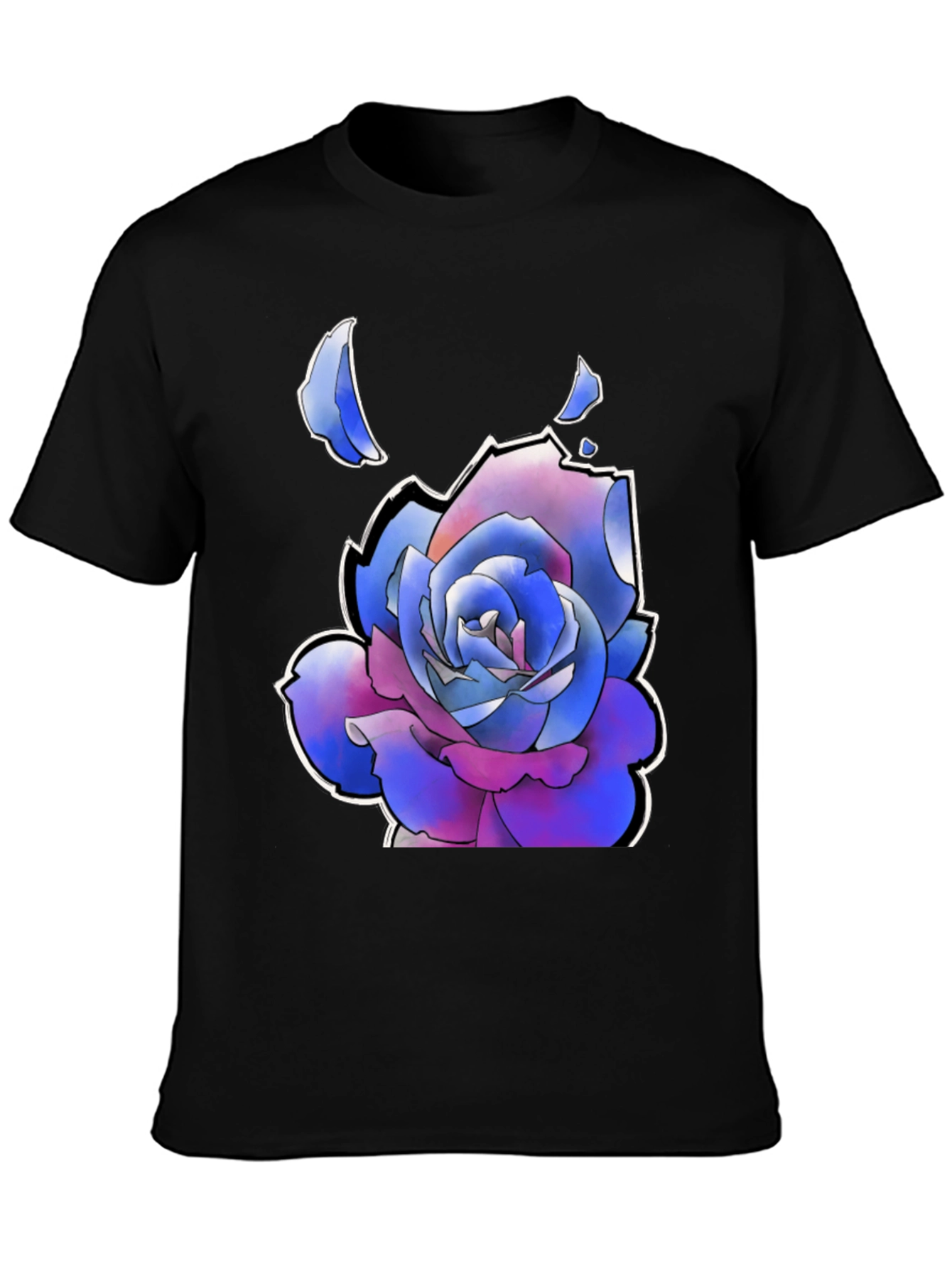 Black Rose Graphic T-Shirt - Black Casual Tee view 3