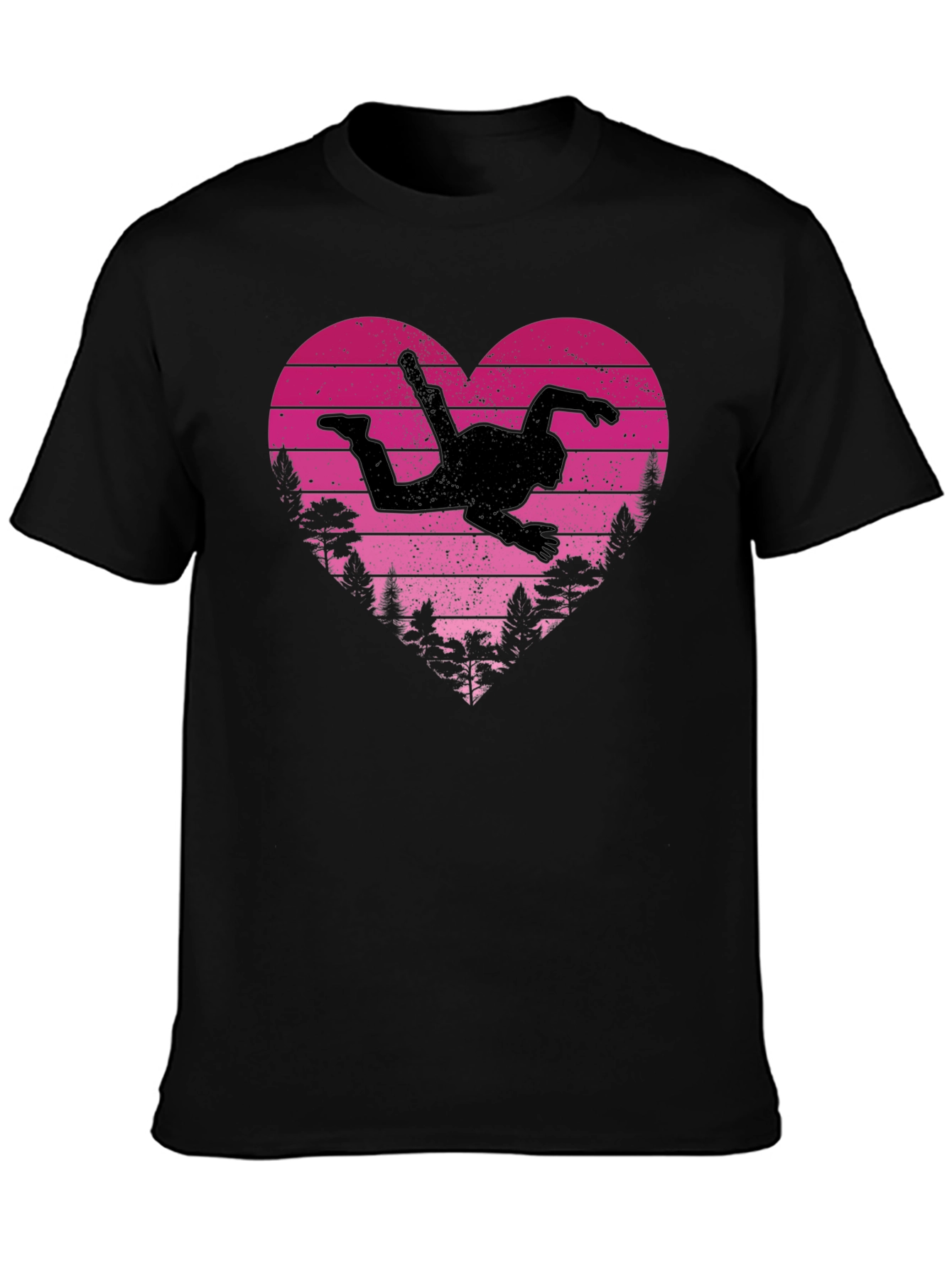 Black Skydiving Heart Graphic Tee view 3