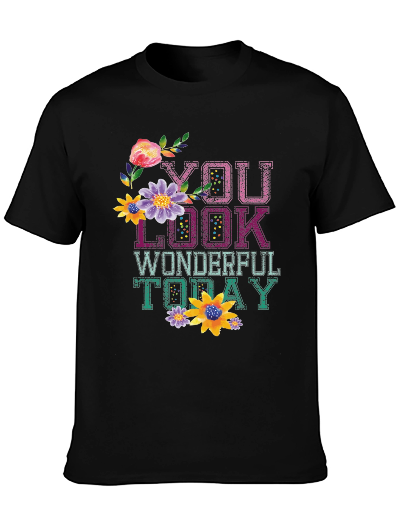 Black Floral Graphic Tee - You Look Wonderful Today view 3