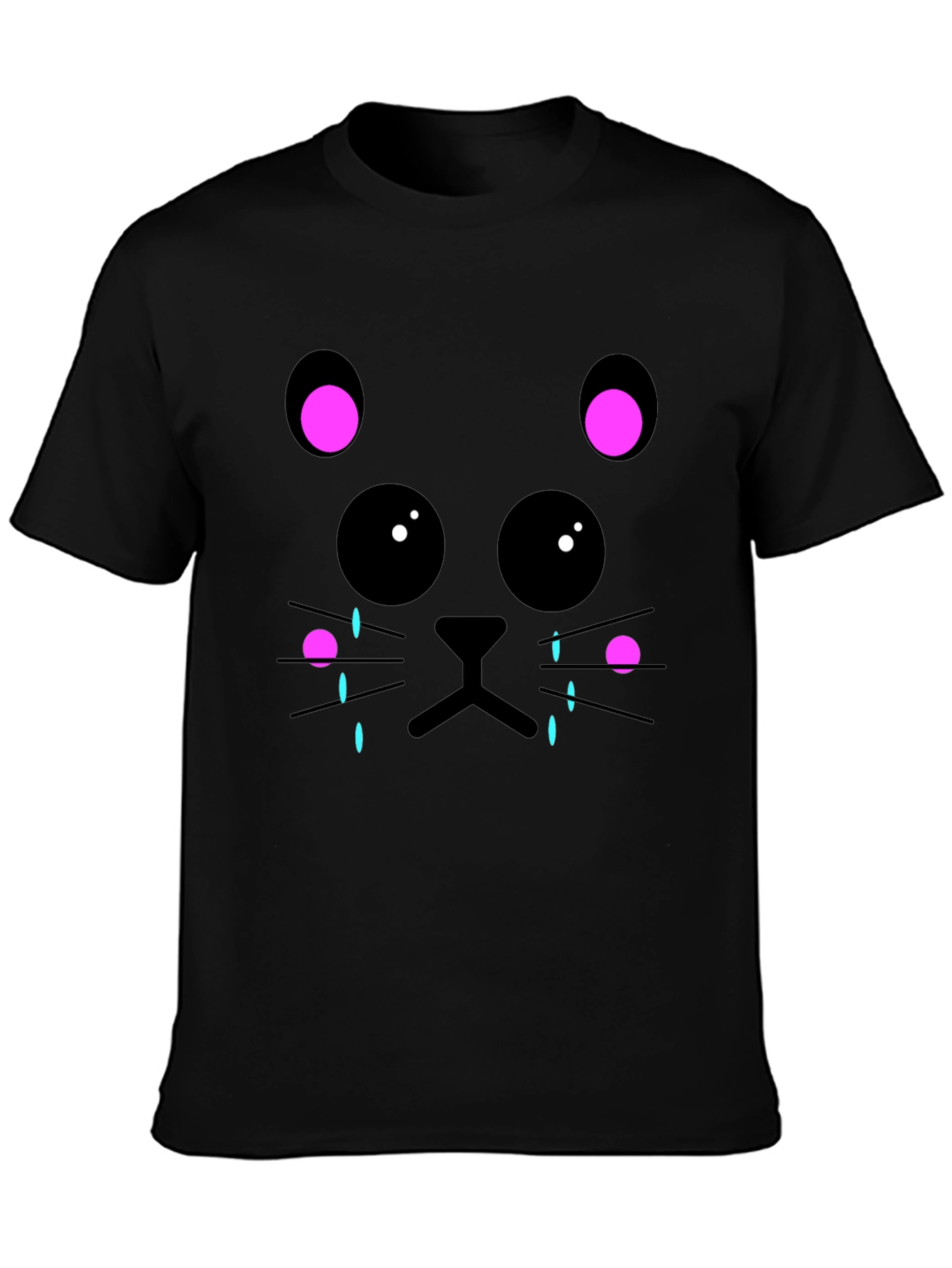 Black Crying Cat Graphic Tee - Unisex Black T-Shirt view 3