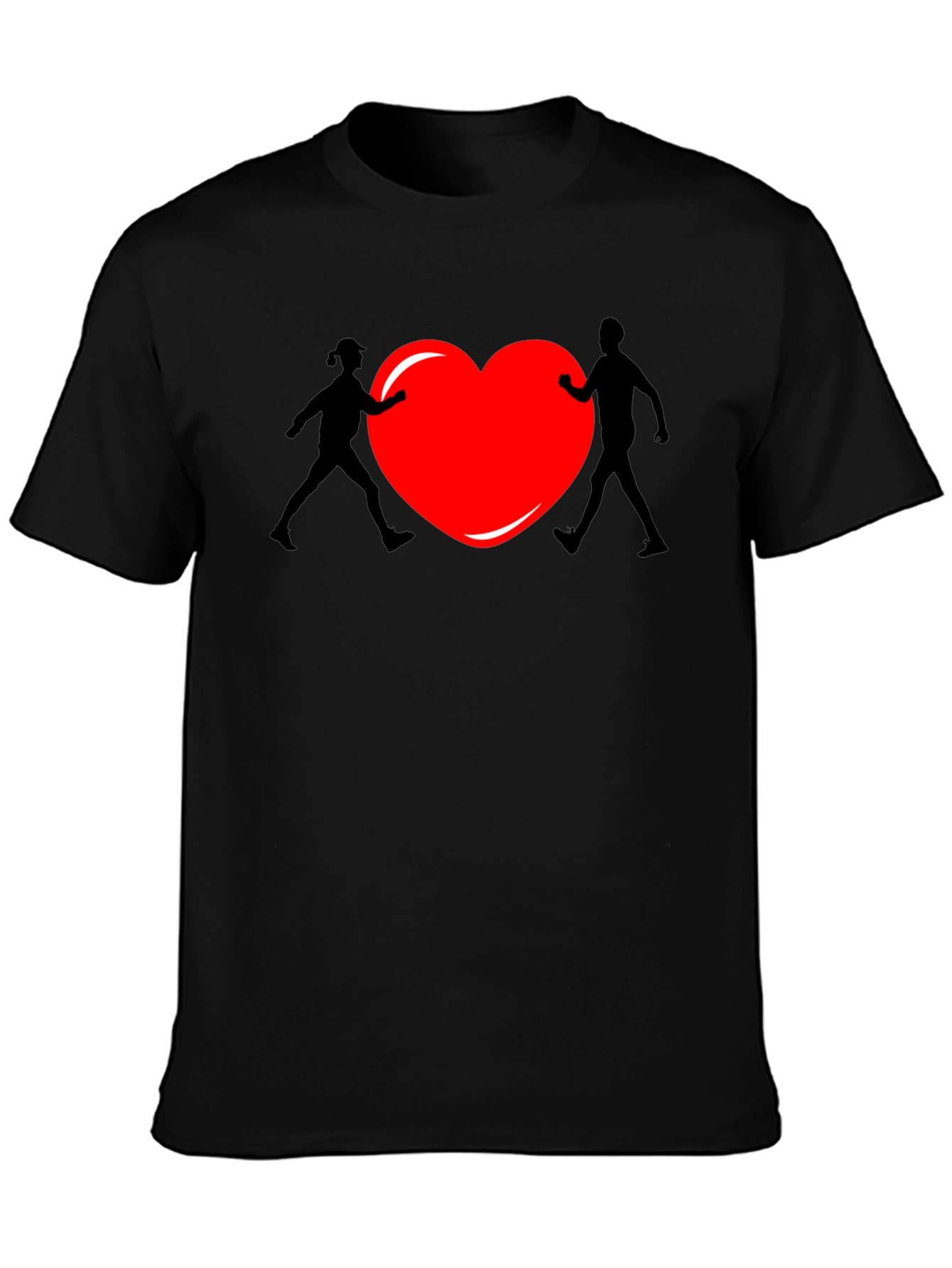 Black Heart Couple Graphic Tee - Unisex Black T-Shirt view 3