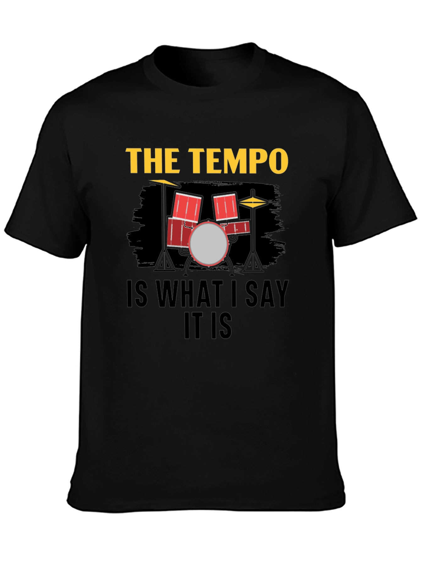 Black Drummer's Tempo Graphic Tee - Music Lover's T-Shirt view 3